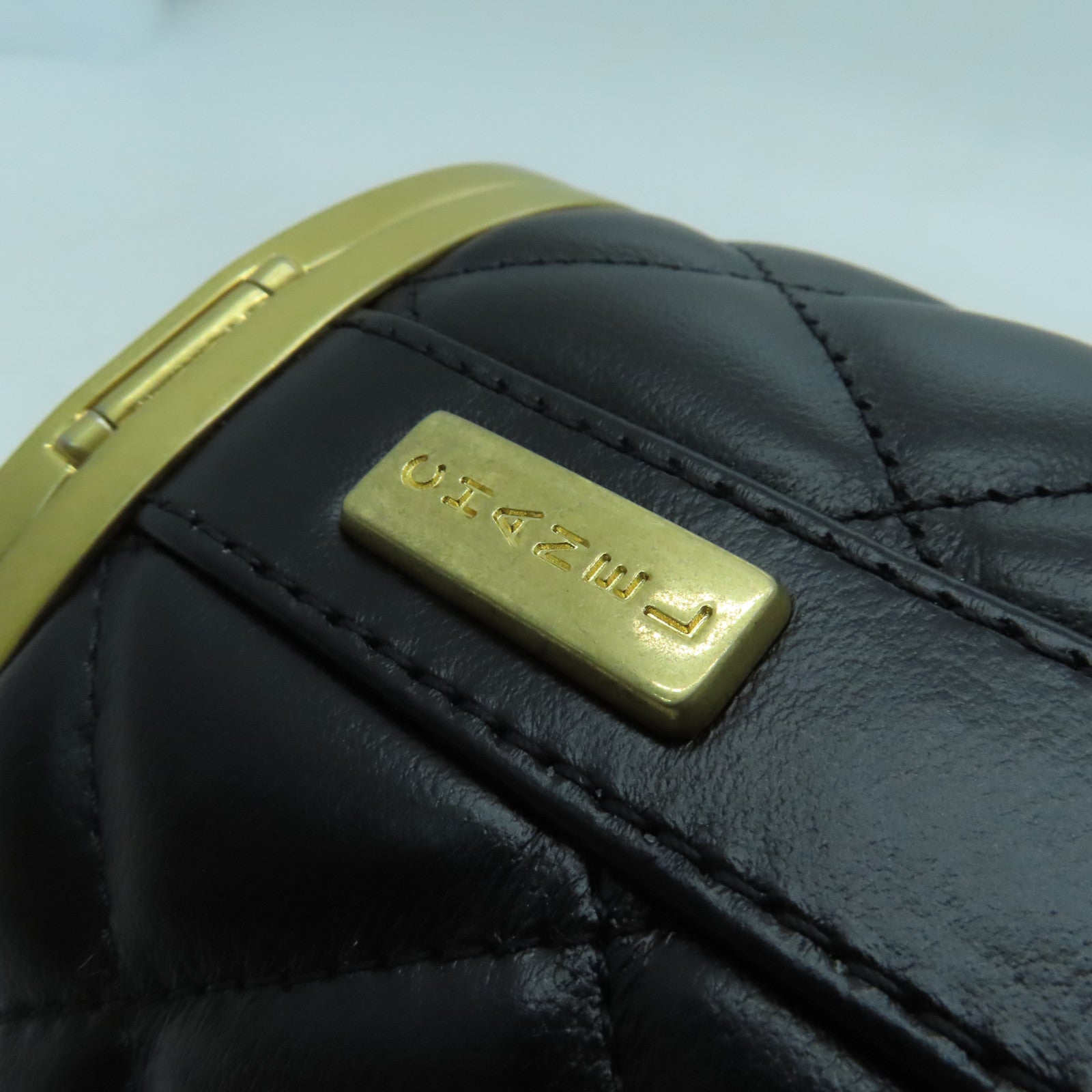 CHANEL Diamond Sheepskin Leather Chain Shoulder Gold Buckle Shoulder Bag Black