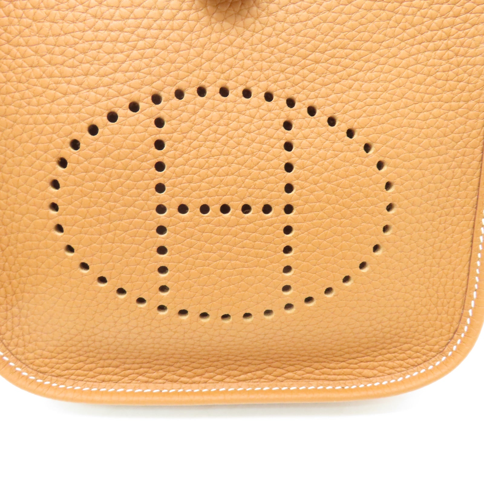 HERMES Clemence皮革Evelyne TPM金扣肩背袋Gold經典駝色
