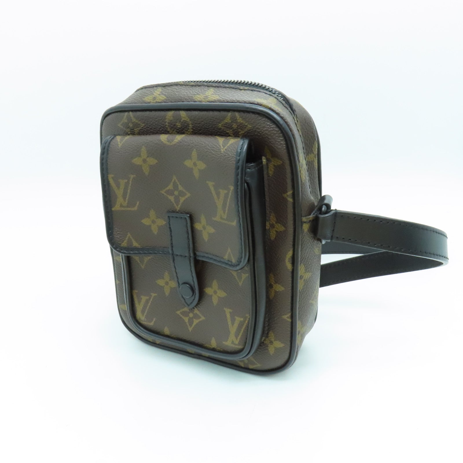 LOUIS VUITTON Monogram Christopher Carry Bag肩背袋啡色/黑色