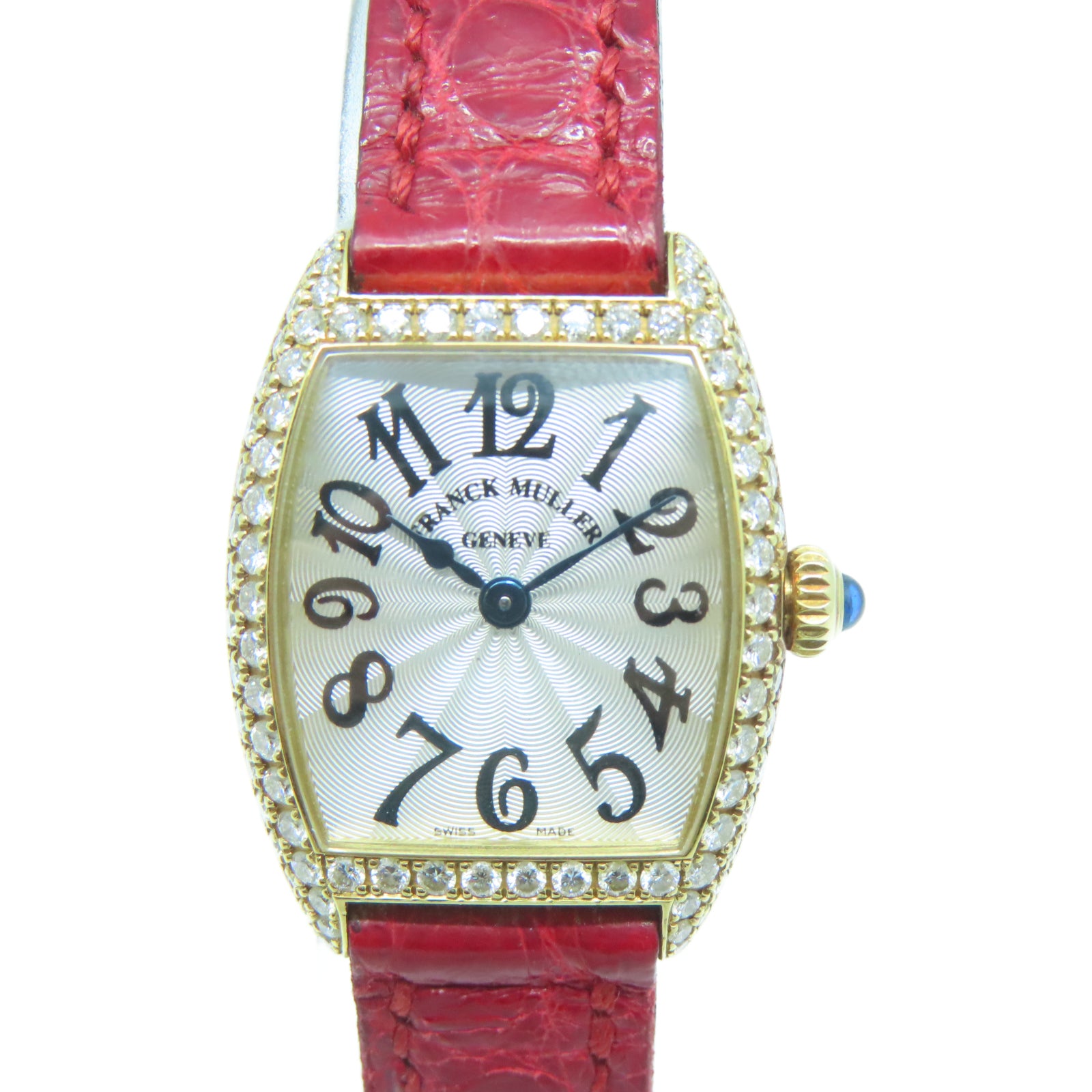 FRANCK MULLER Cintree Curvex皮革/18K黃金石英機芯手錶白色/紅色