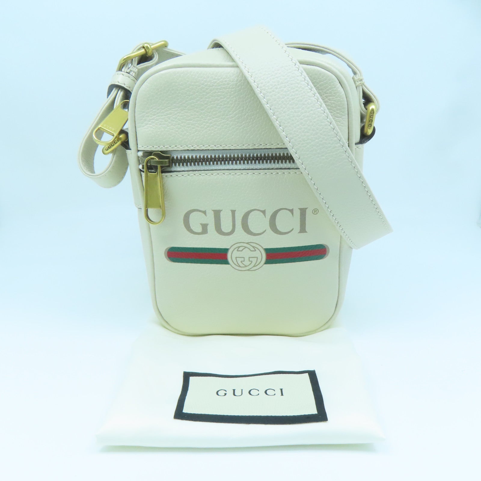 GUCCI 牛皮皮革Shoulder Bag金扣肩背袋白色