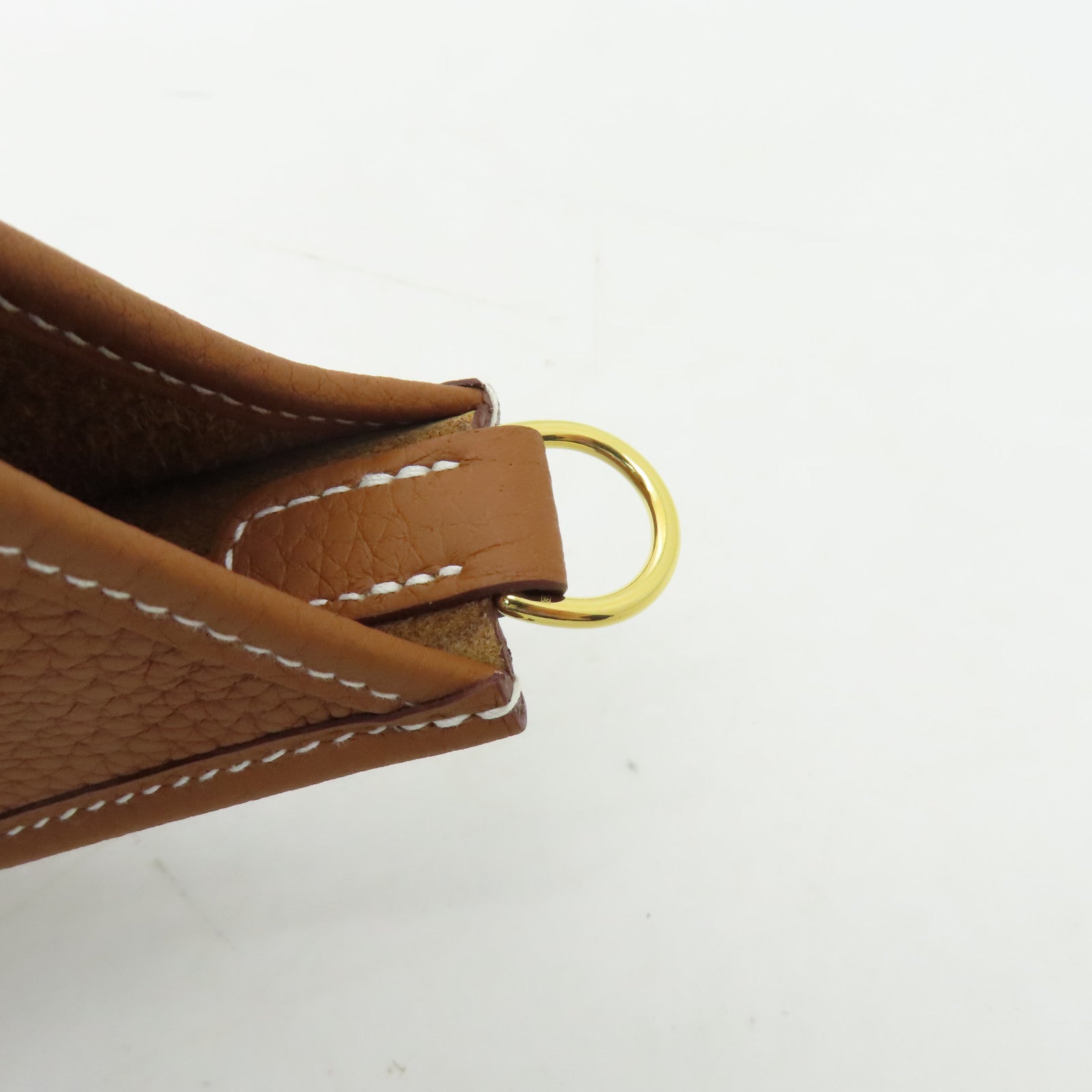 HERMES Clemence皮革Evelyne TPM金扣肩背袋Gold經典駝色