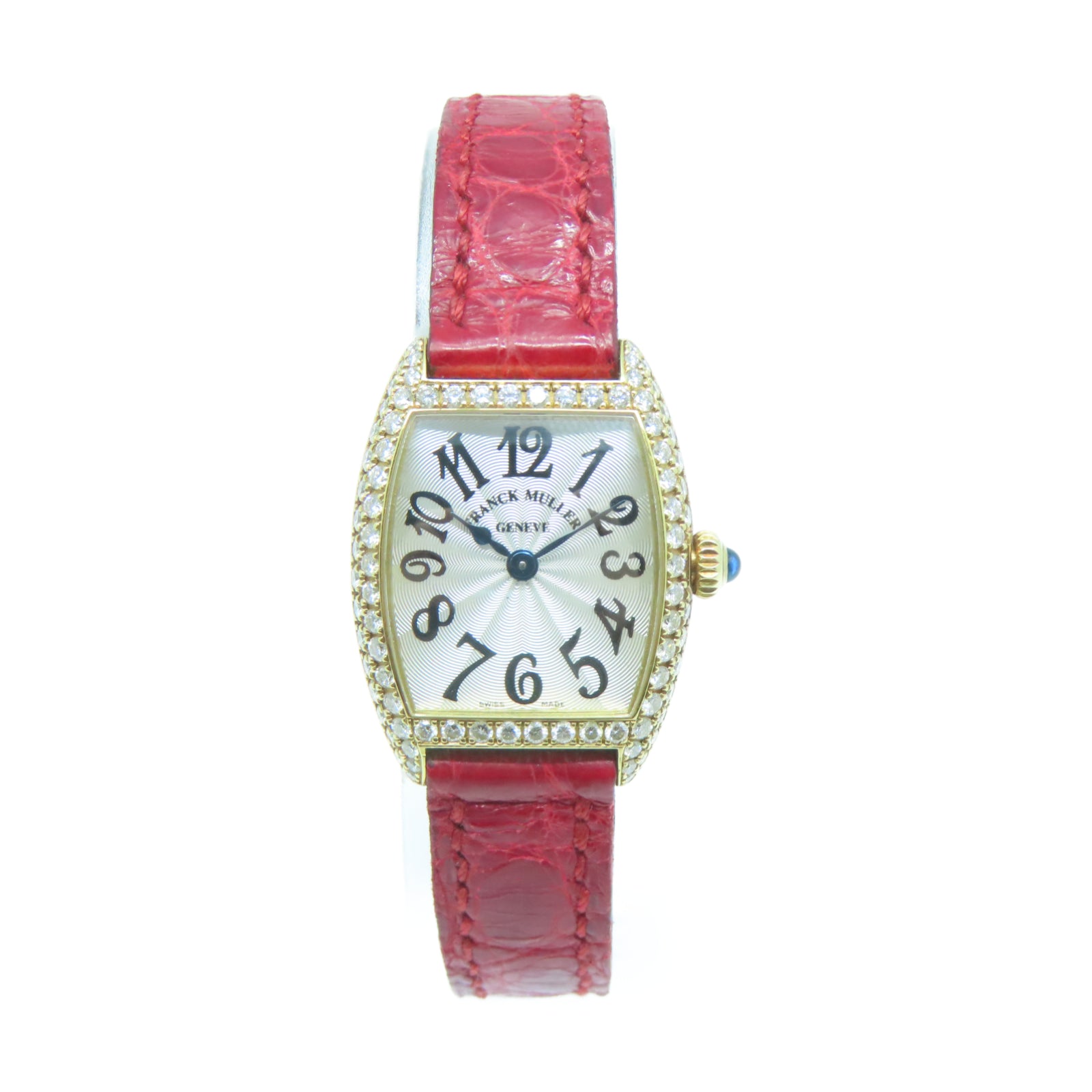 FRANCK MULLER Cintree Curvex皮革/18K黃金石英機芯手錶白色/紅色