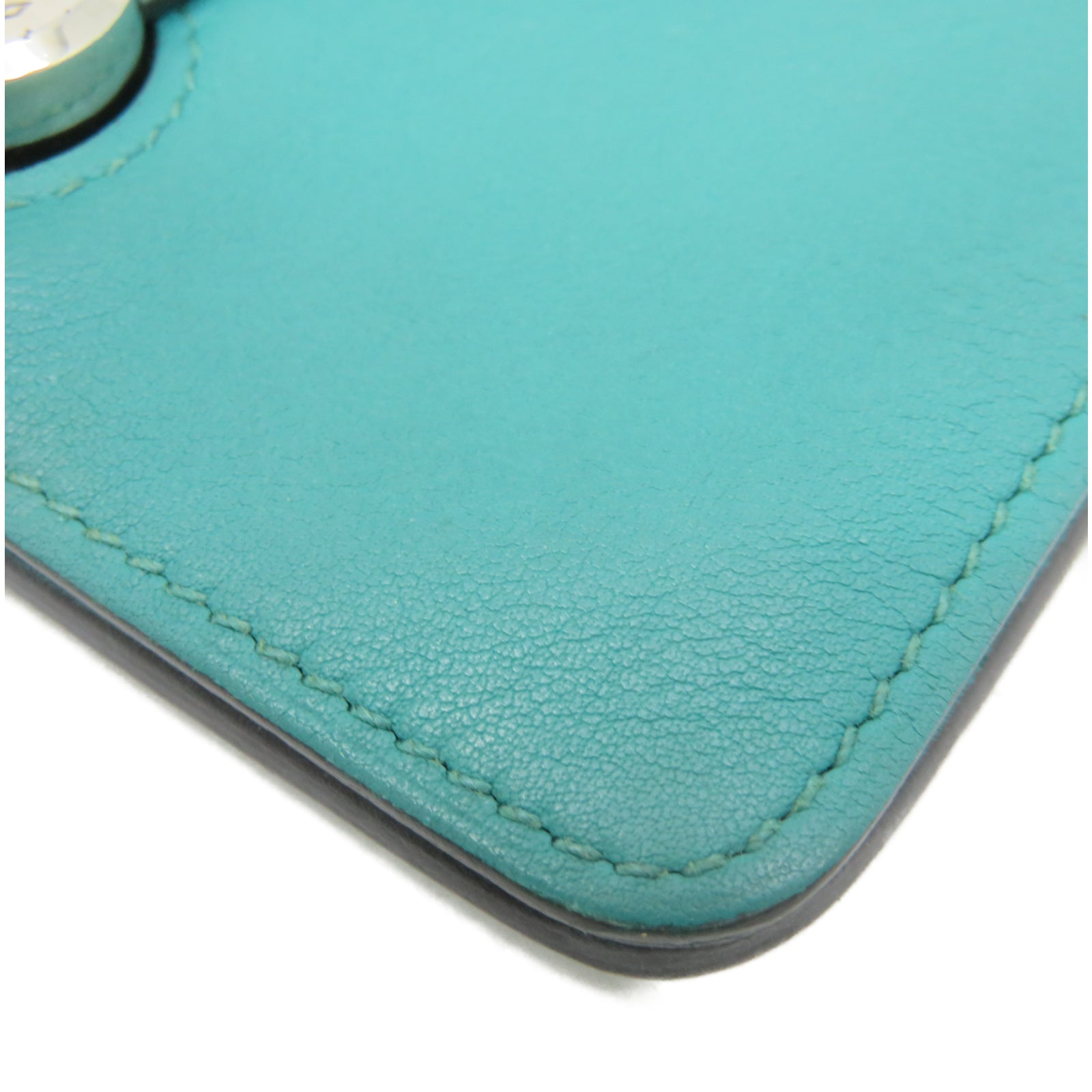 HERMES Swift皮革Dogon Card Case銀扣卡片包孔雀藍色