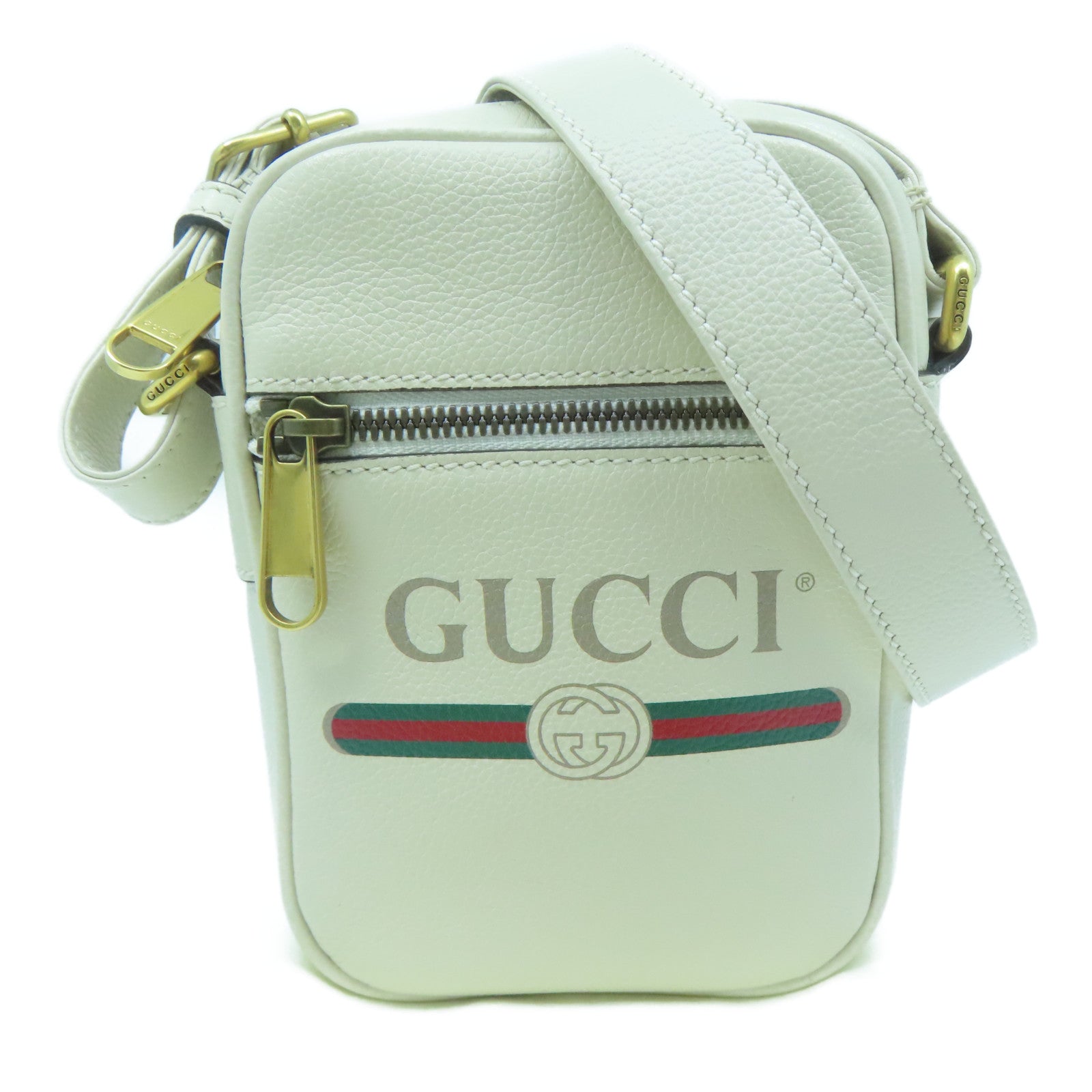 GUCCI 牛皮皮革Shoulder Bag金扣肩背袋白色