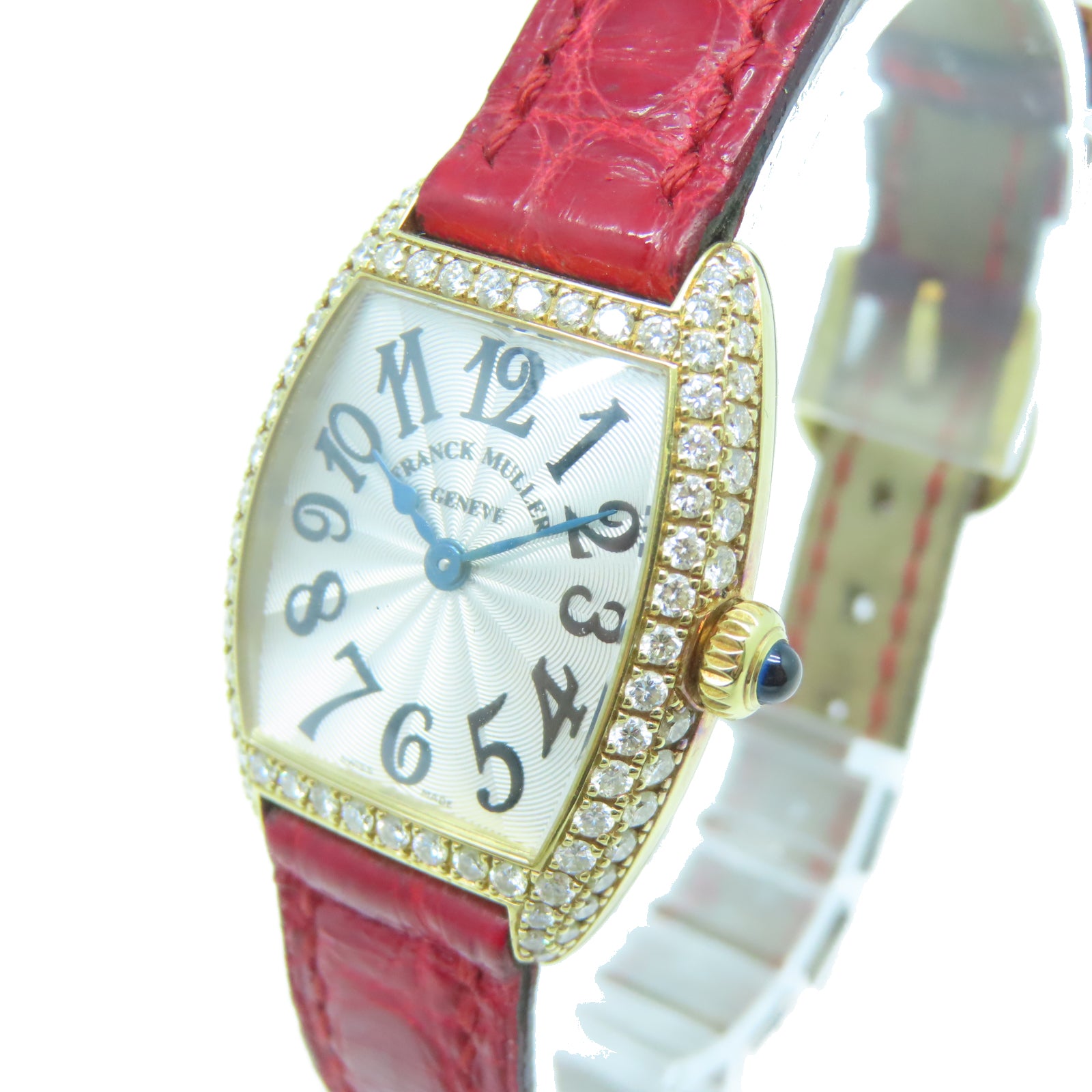 FRANCK MULLER Cintree Curvex皮革/18K黃金石英機芯手錶白色/紅色