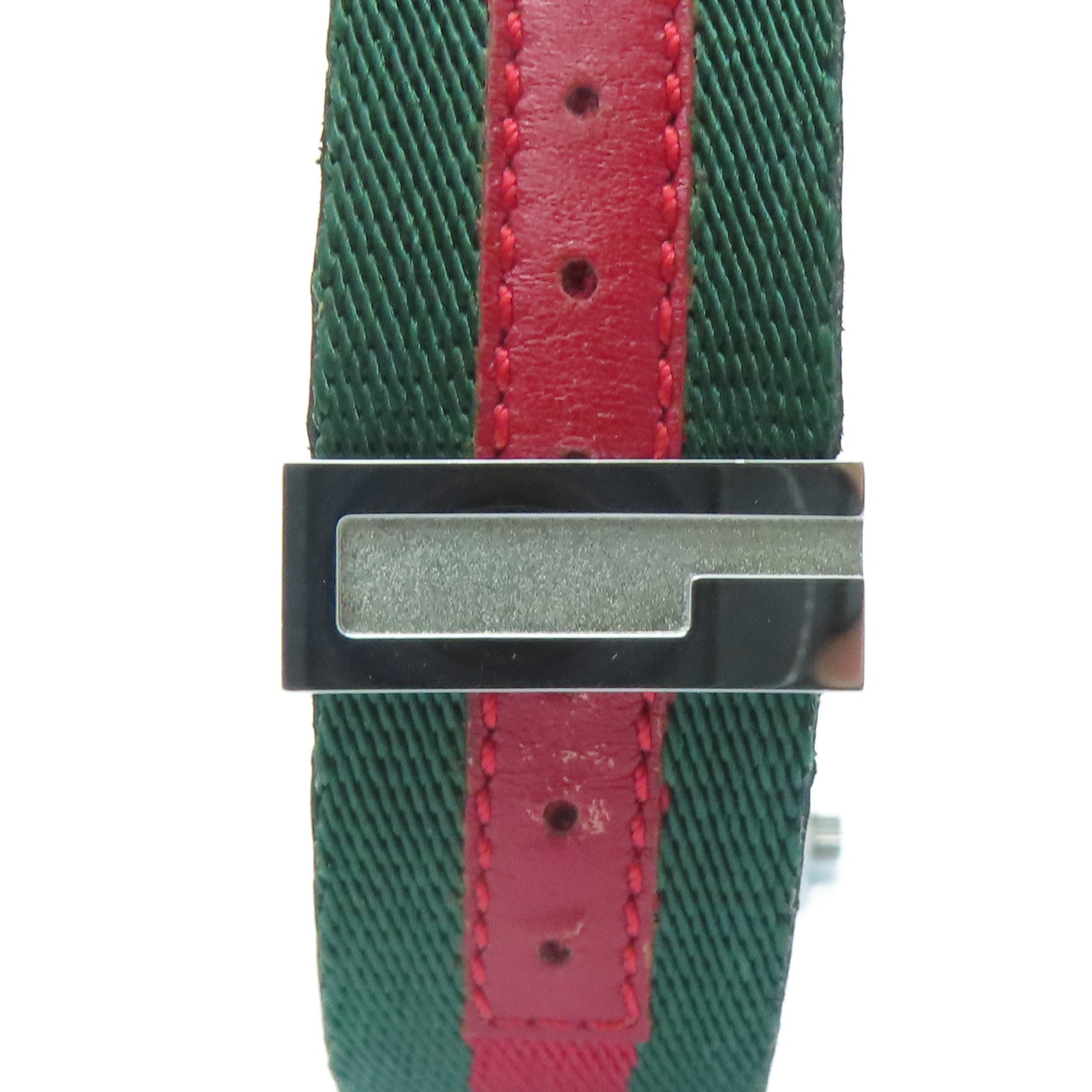 GUCCI 不鏽鋼/帆布Watch手錶綠色/紅色#17cm