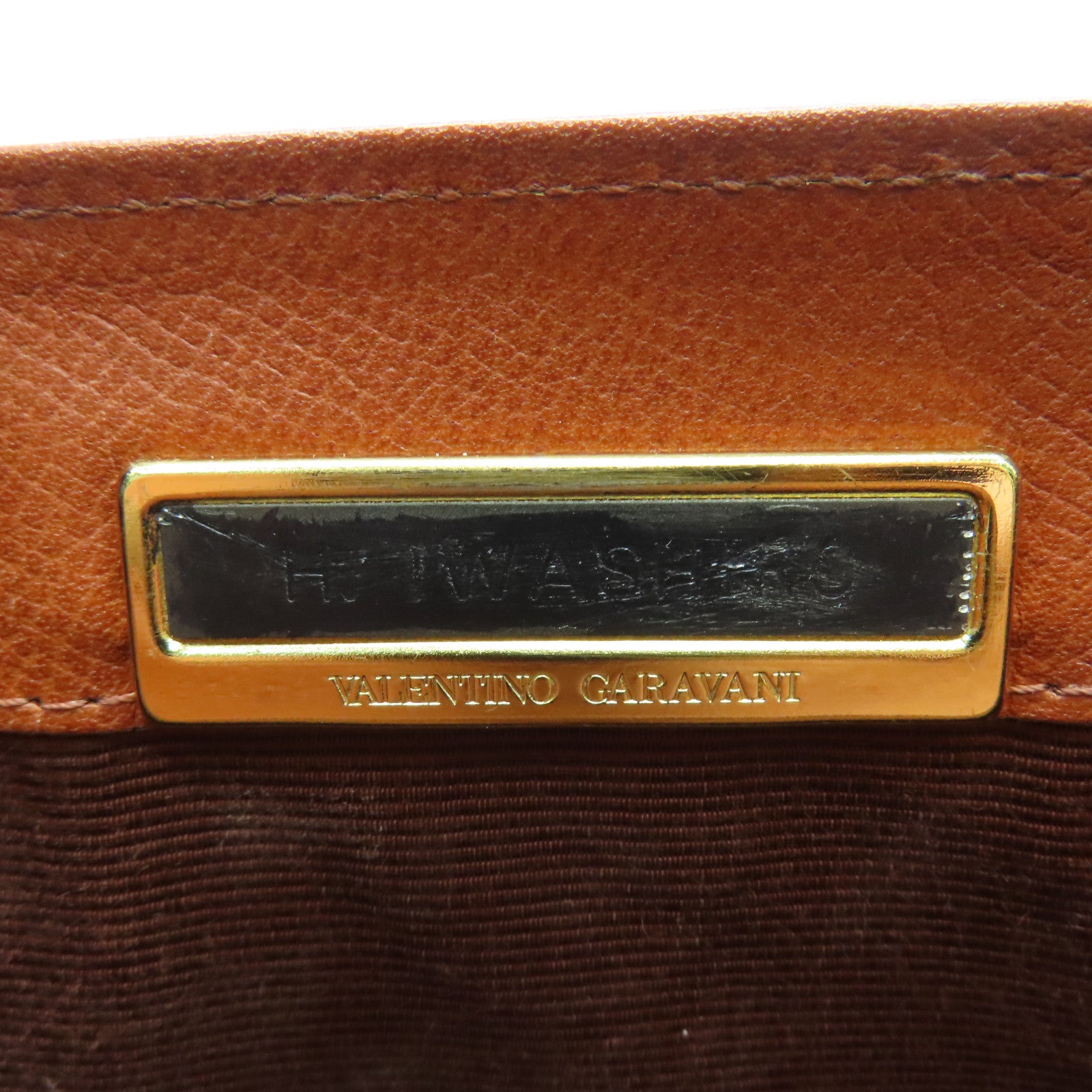 Valentino 牛皮皮革Vintage Bag金扣手挽肩背兩用袋啡色