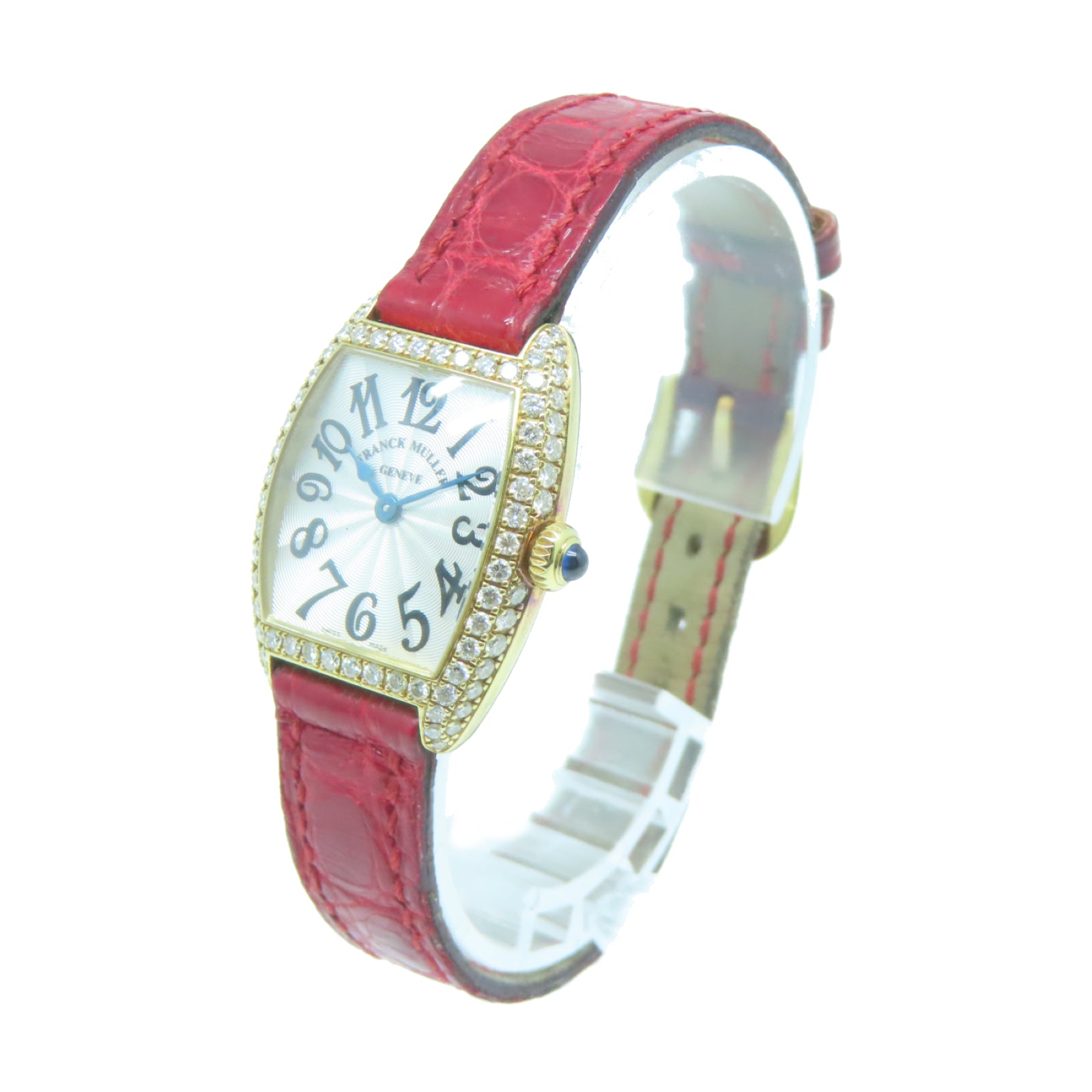 FRANCK MULLER Cintree Curvex皮革/18K黃金石英機芯手錶白色/紅色