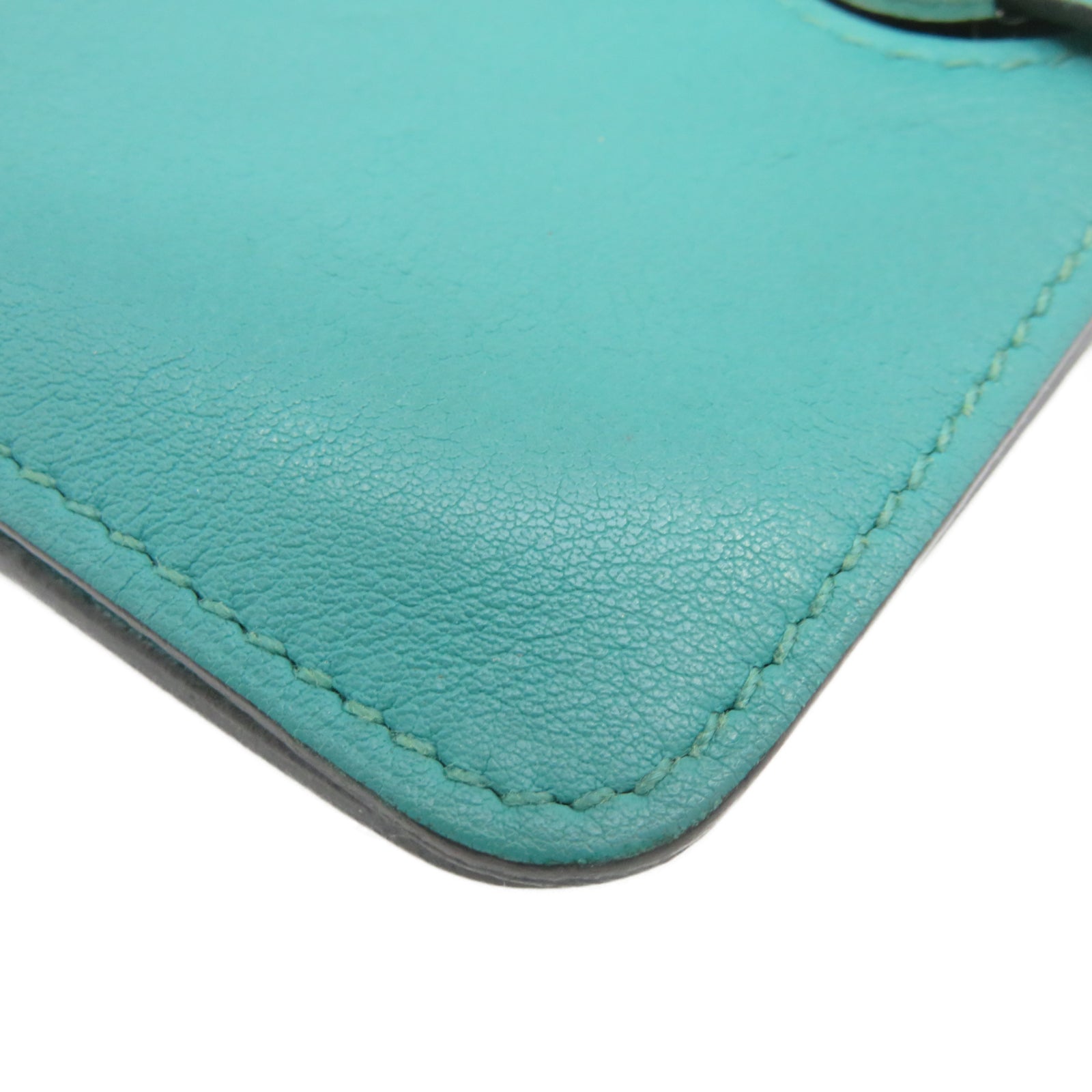HERMES Swift皮革Dogon Card Case銀扣卡片包孔雀藍色