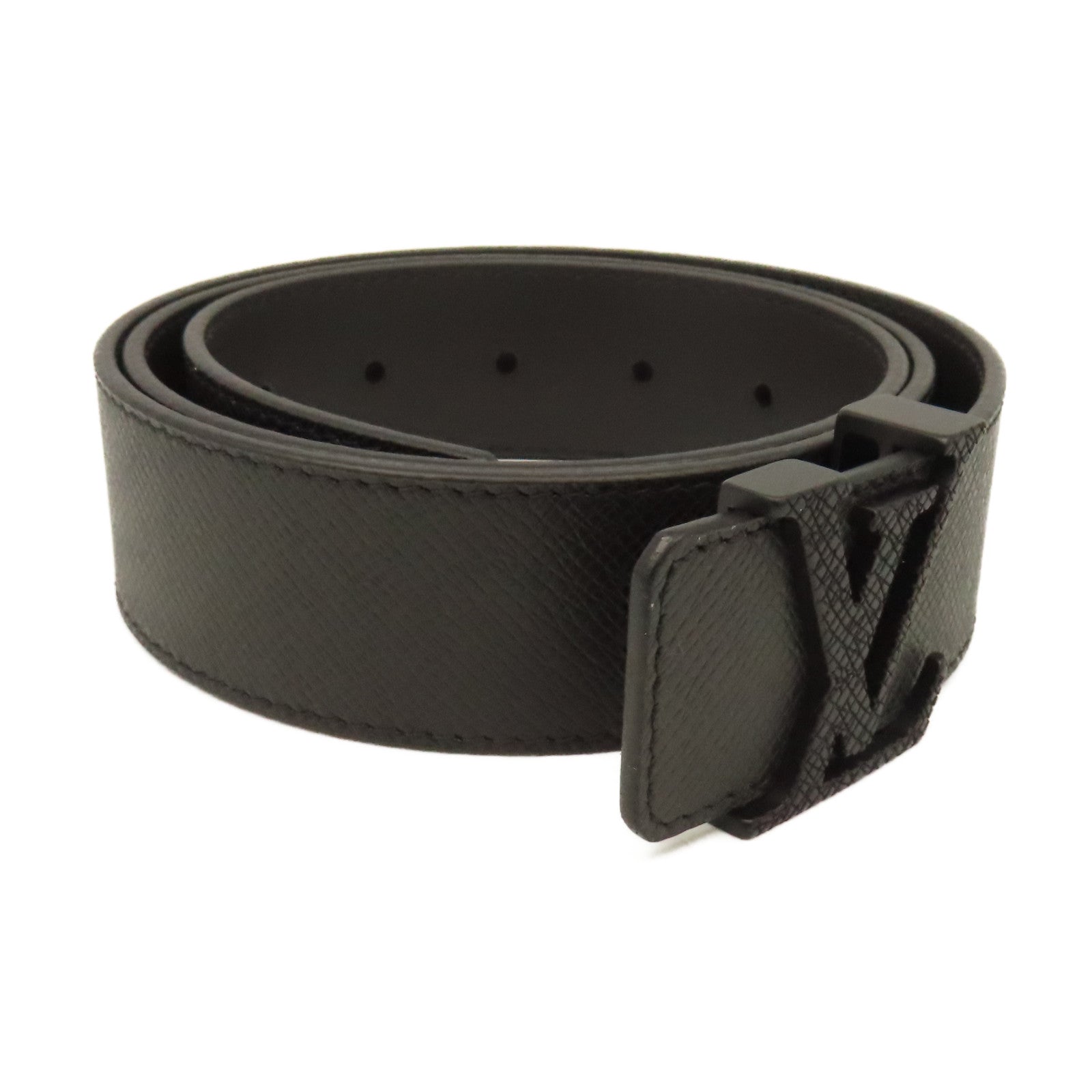 LOUIS VUITTON Taiga Initiales Belt皮革袋黑色