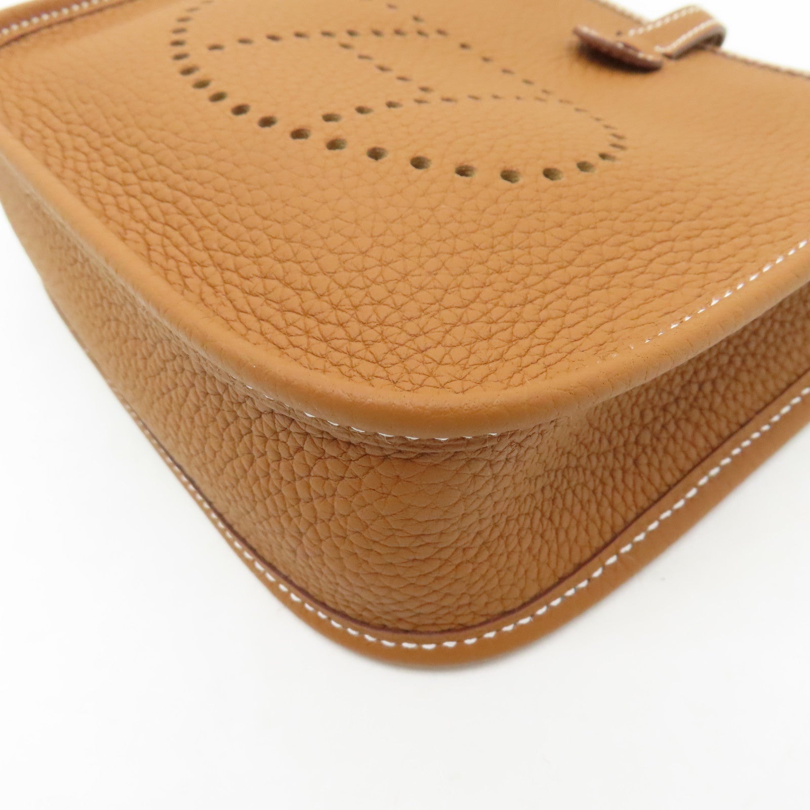 HERMES Clemence皮革Evelyne TPM金扣肩背袋Gold經典駝色