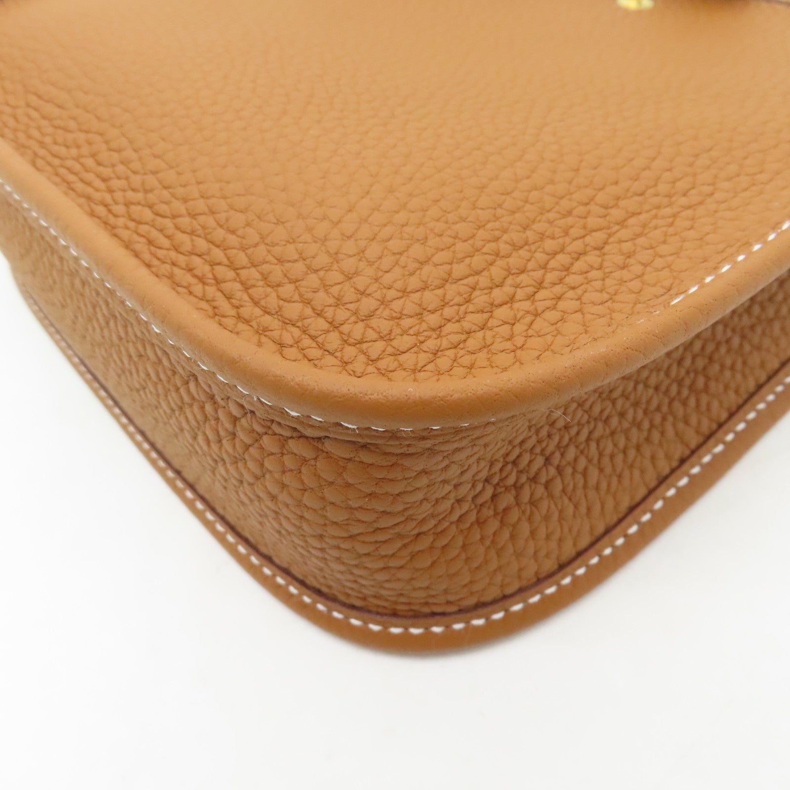 HERMES Clemence皮革Evelyne TPM金扣肩背袋Gold經典駝色
