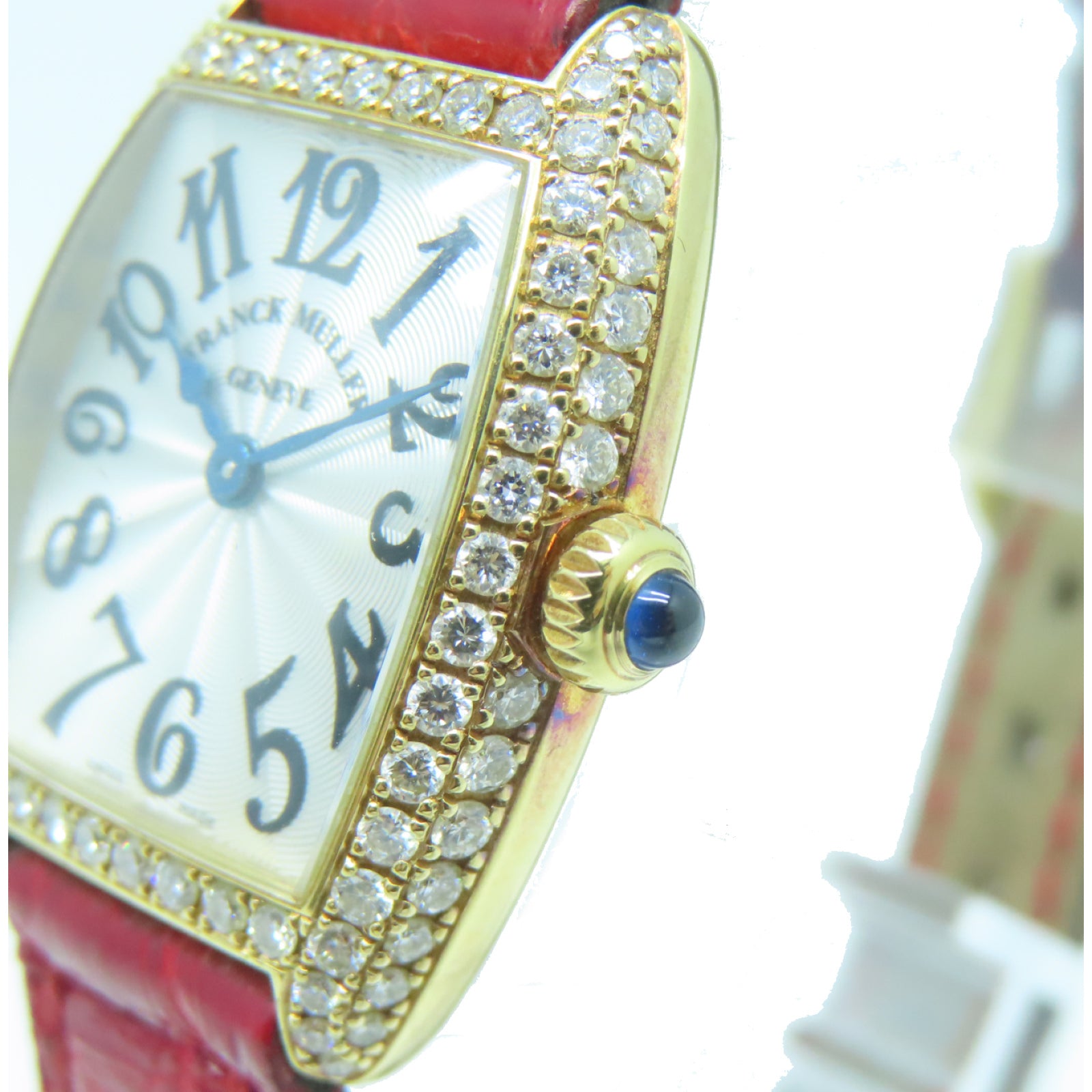 FRANCK MULLER Cintree Curvex皮革/18K黃金石英機芯手錶白色/紅色