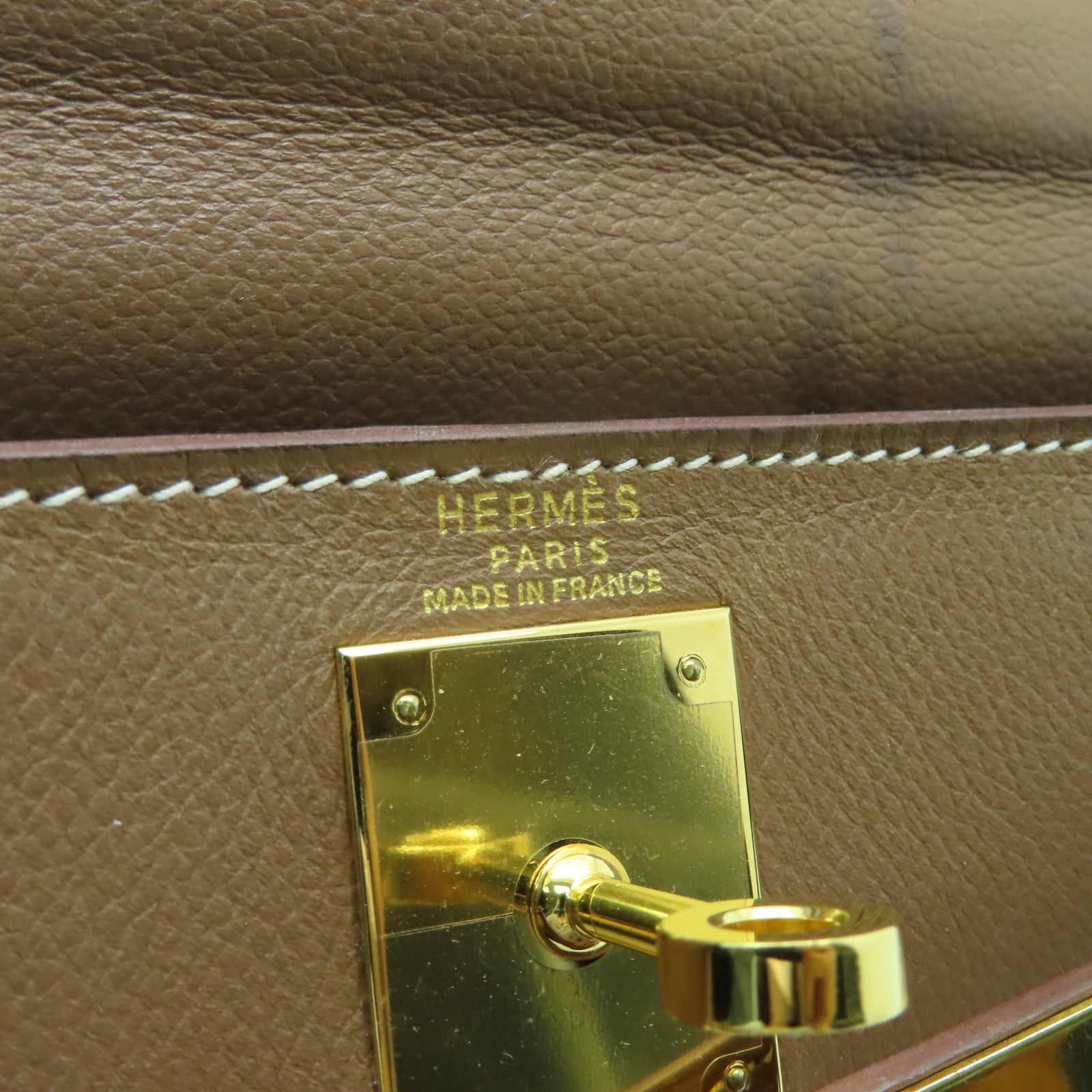 HERMES Evercolor皮革Kelly 28金扣手挽肩背兩用袋棕色