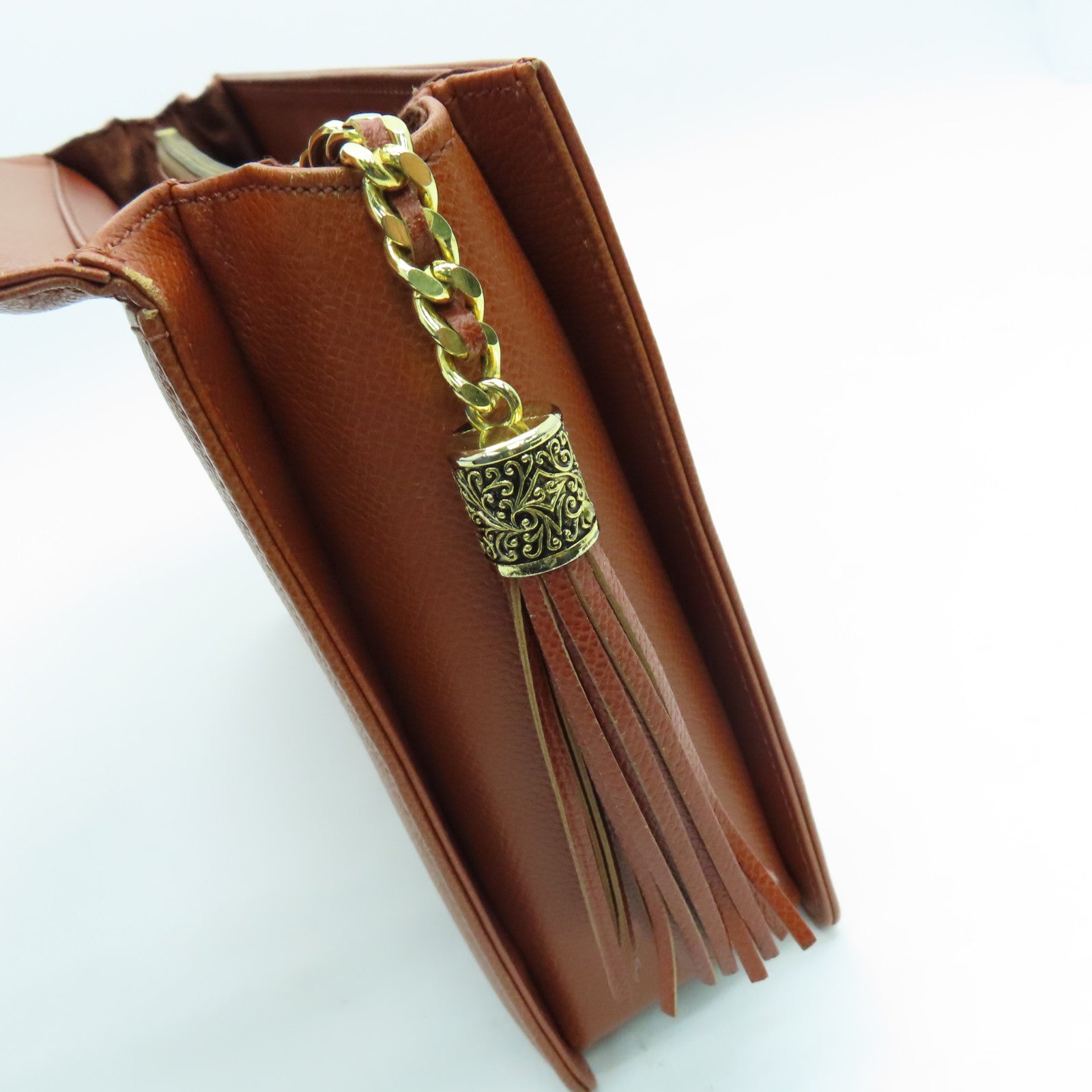 Valentino 牛皮皮革Vintage Bag金扣手挽肩背兩用袋啡色