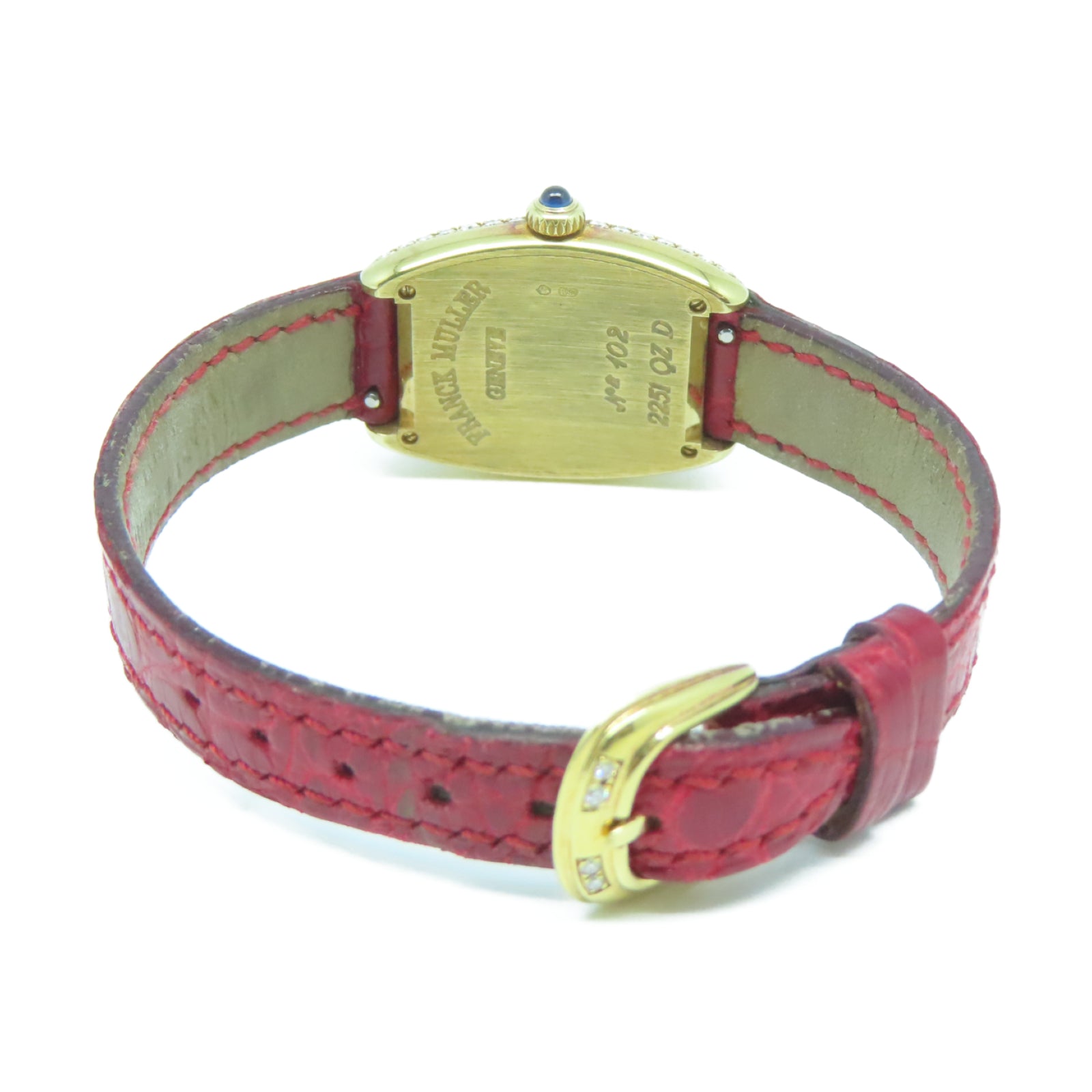 FRANCK MULLER Cintree Curvex皮革/18K黃金石英機芯手錶白色/紅色