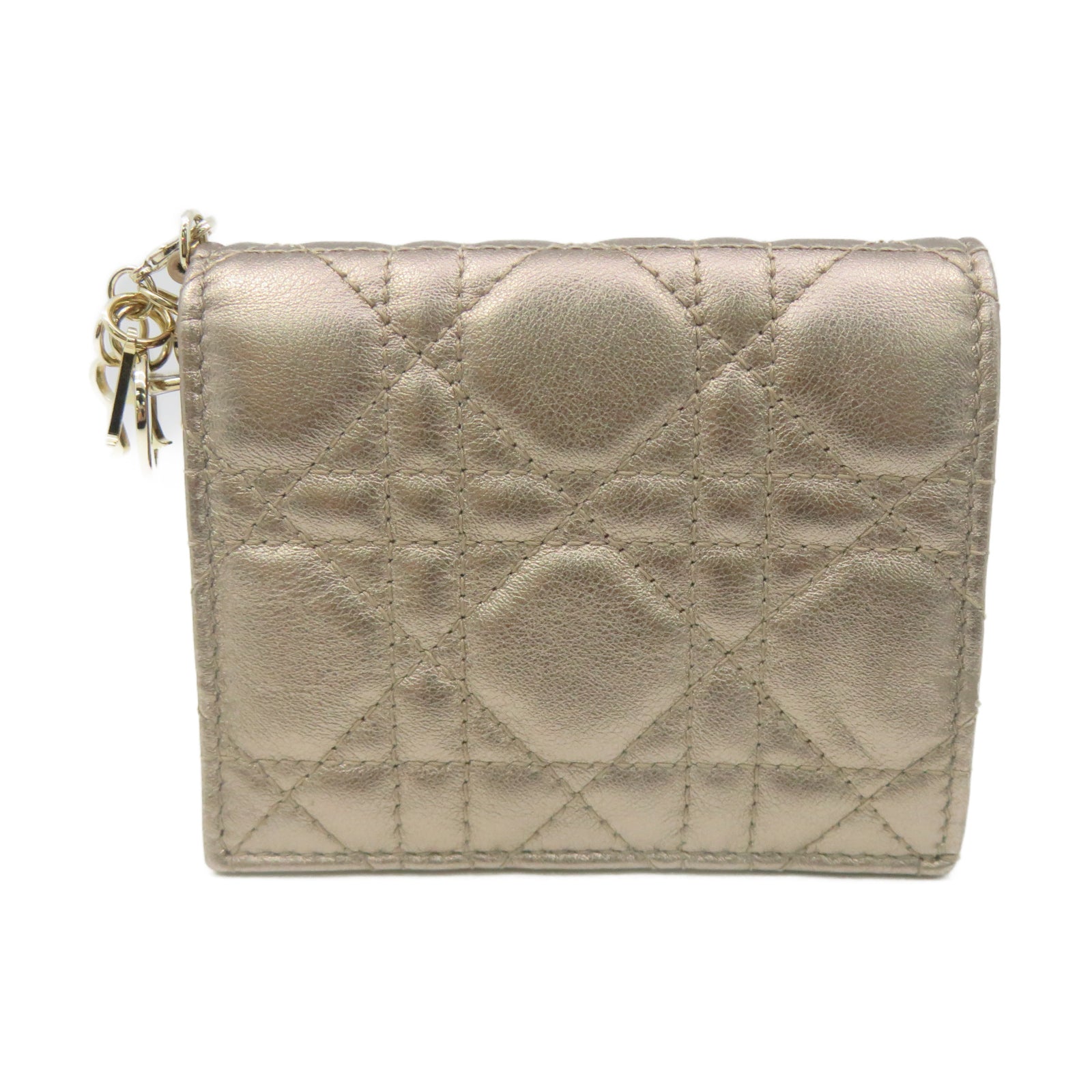 Dior 牛皮皮革Wallet金扣錢包銅色
