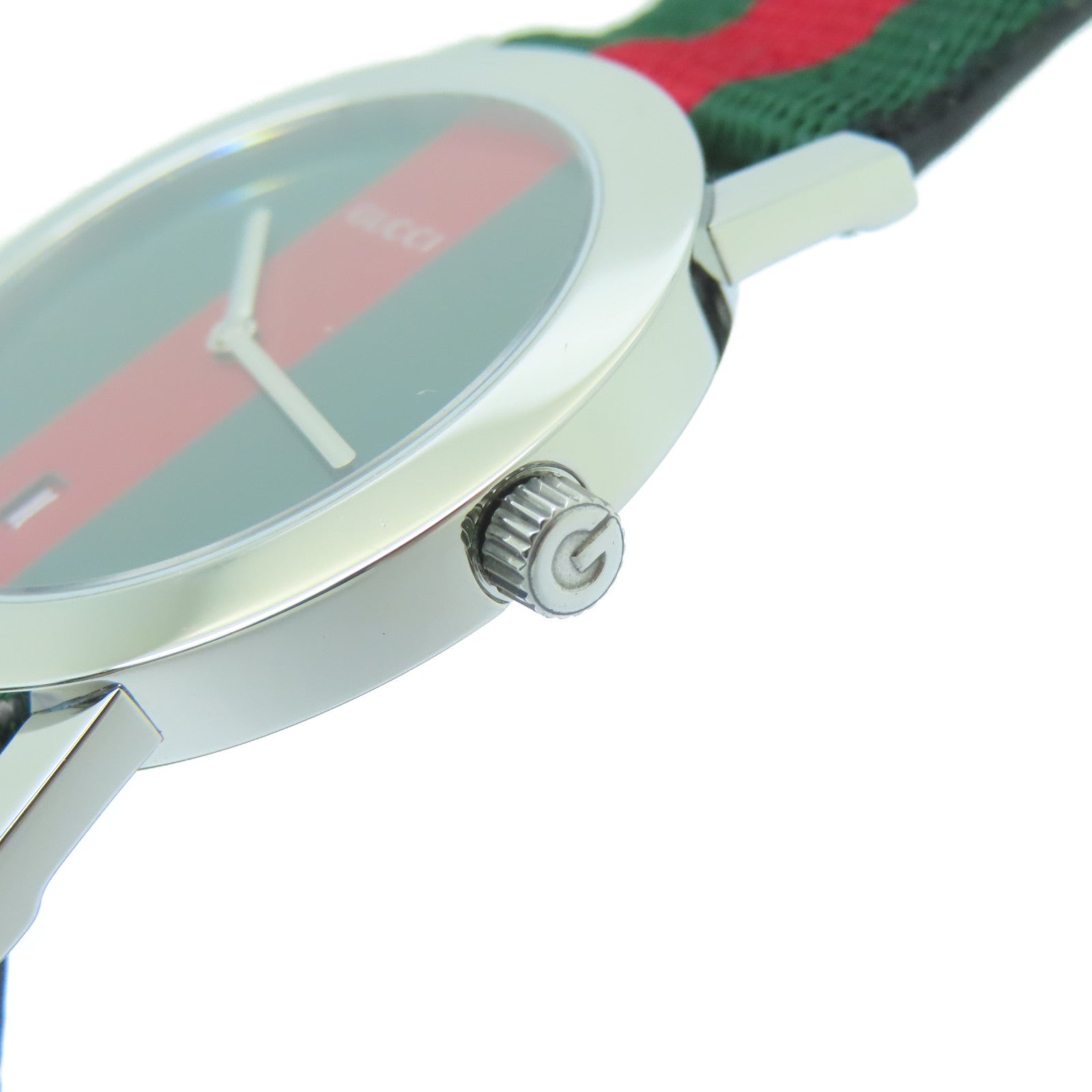 GUCCI 不鏽鋼/帆布Watch手錶綠色/紅色#17cm