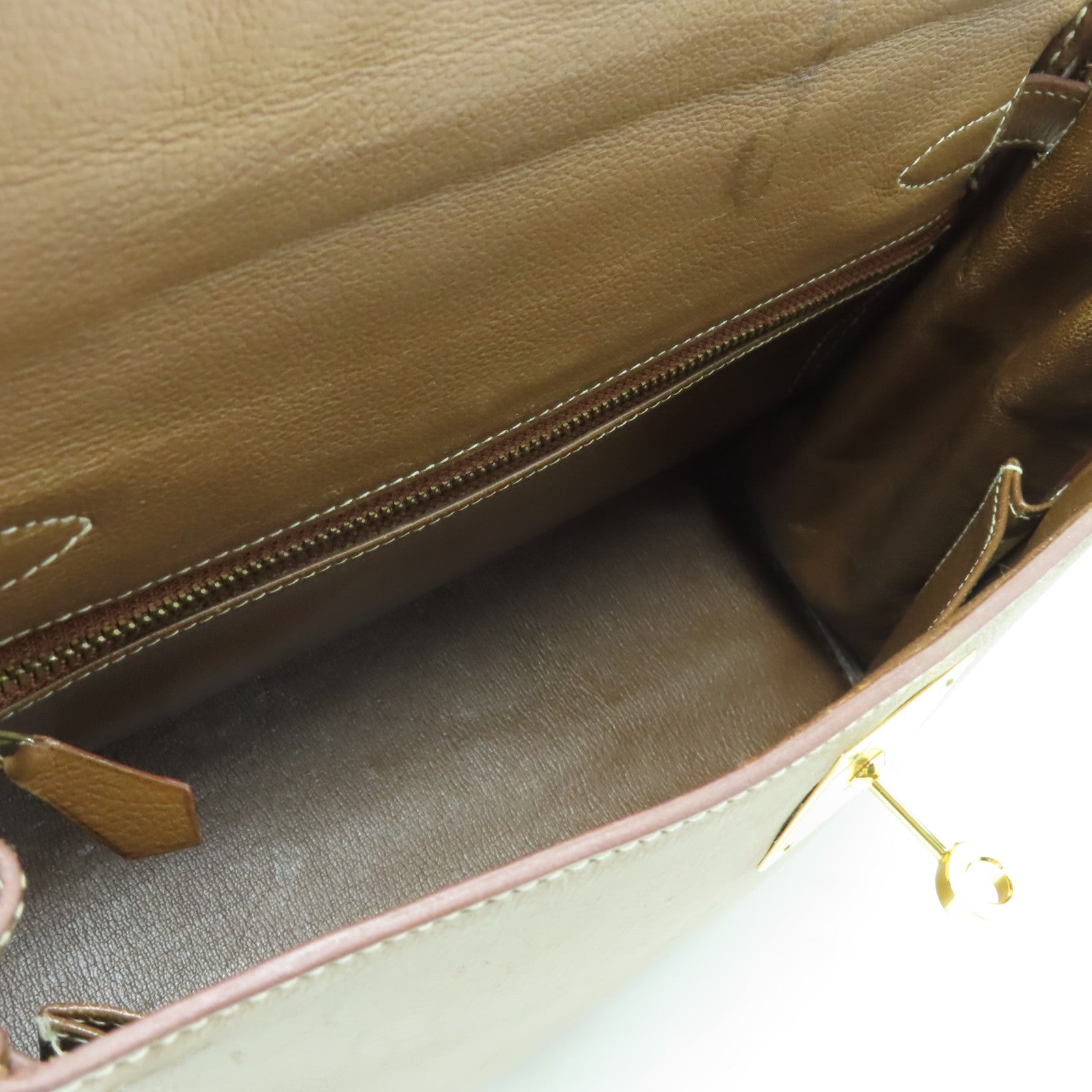 HERMES Evercolor皮革Kelly 28金扣手挽肩背兩用袋棕色