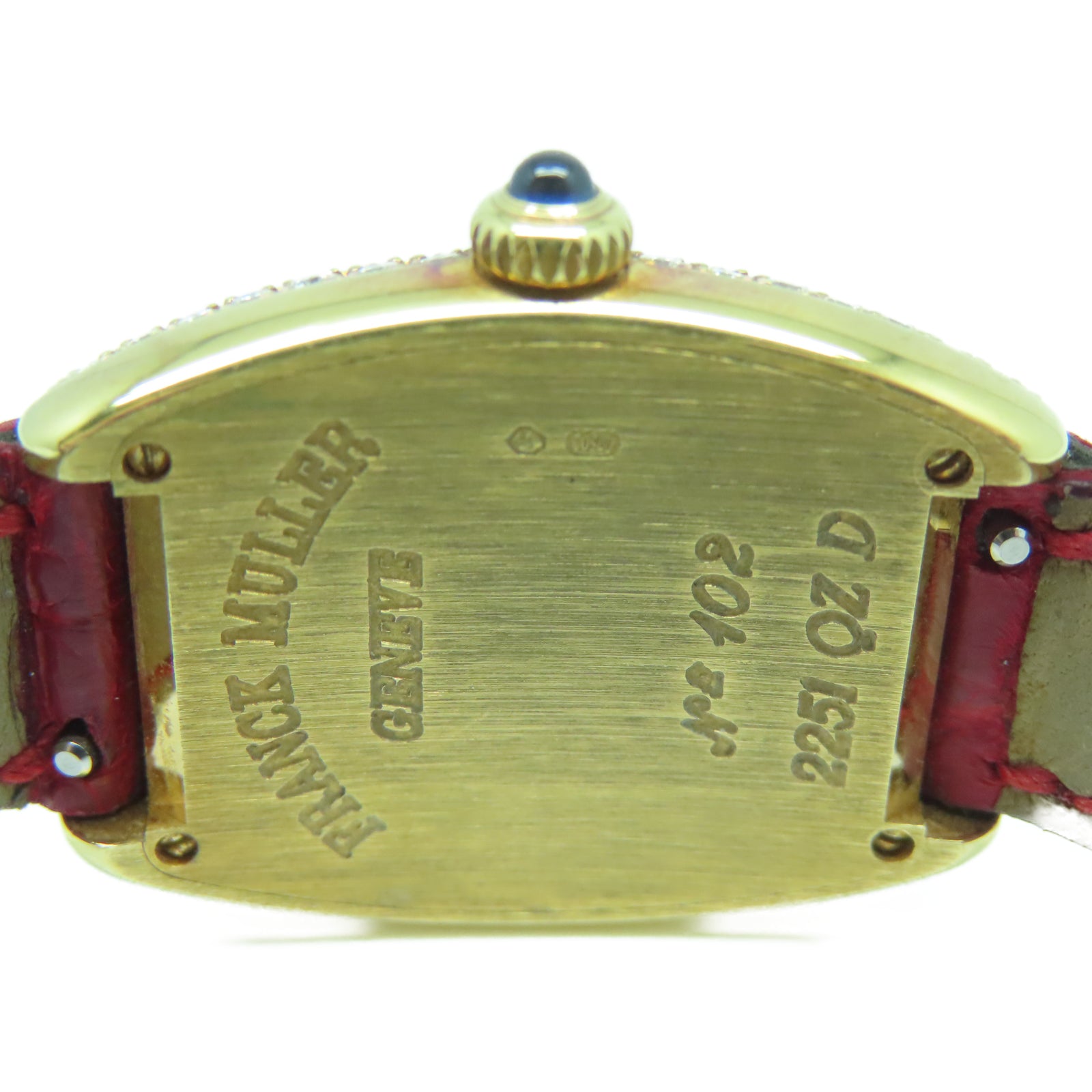 FRANCK MULLER Cintree Curvex皮革/18K黃金石英機芯手錶白色/紅色