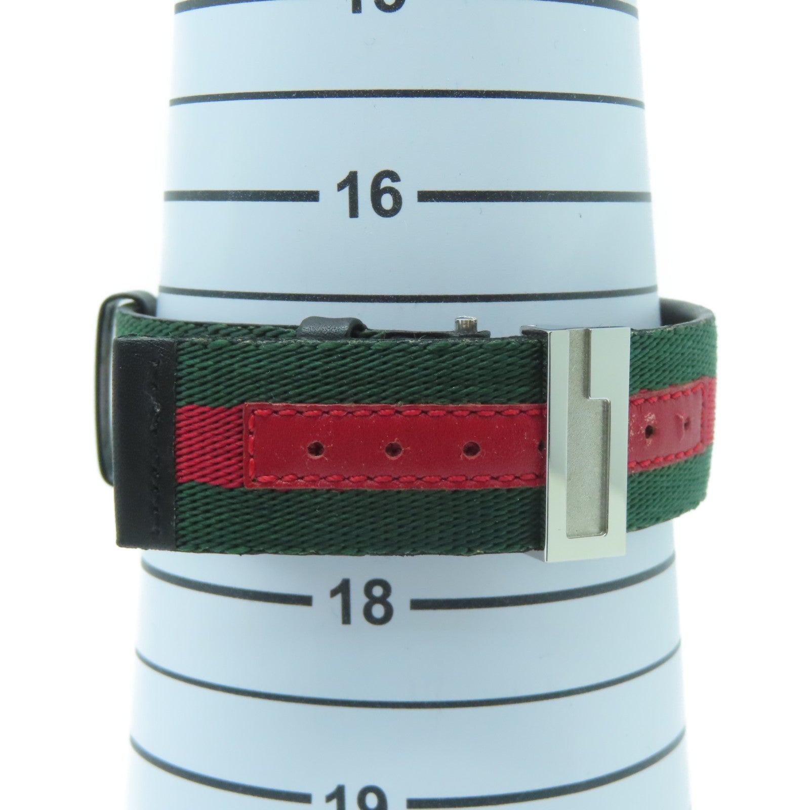 GUCCI 不鏽鋼/帆布Watch手錶綠色/紅色#17cm