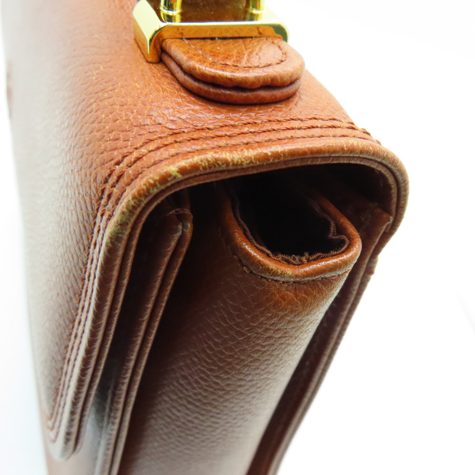 Valentino 牛皮皮革Vintage Bag金扣手挽肩背兩用袋啡色