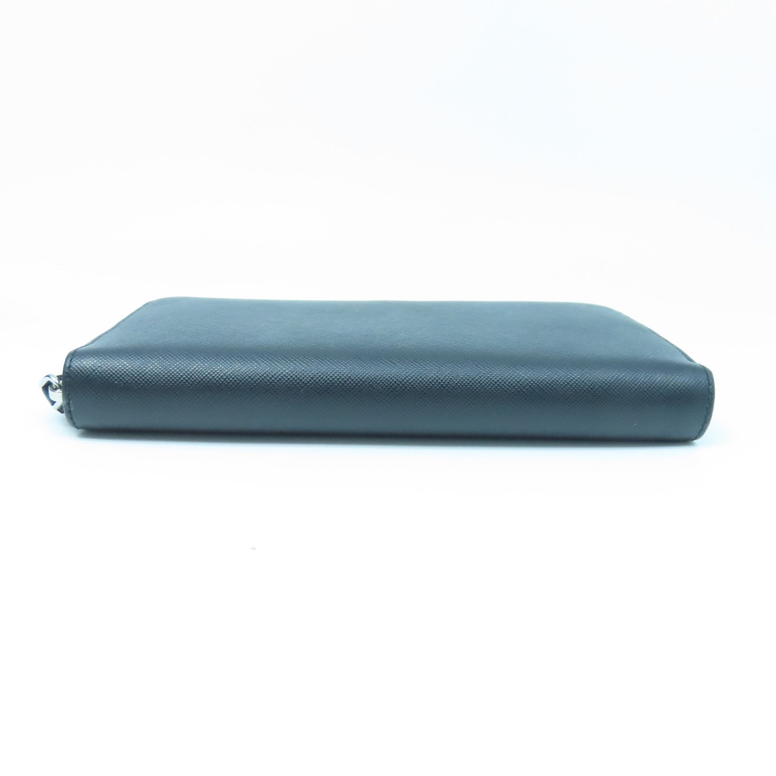 PRADA Saffiano牛皮皮革Zipper Long Wallet銀扣長錢包黑色