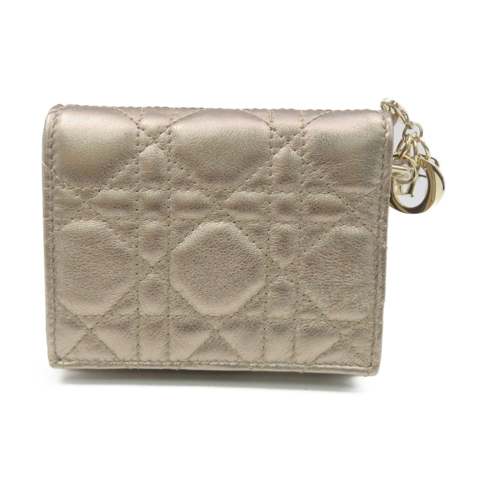 Dior 牛皮皮革Wallet金扣錢包銅色