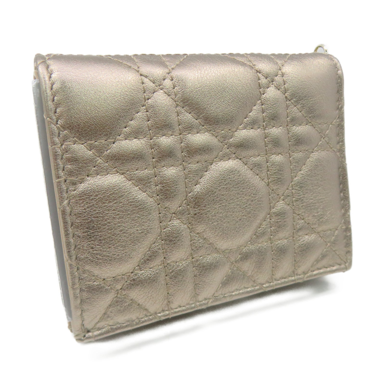 Dior 牛皮皮革Wallet金扣錢包銅色