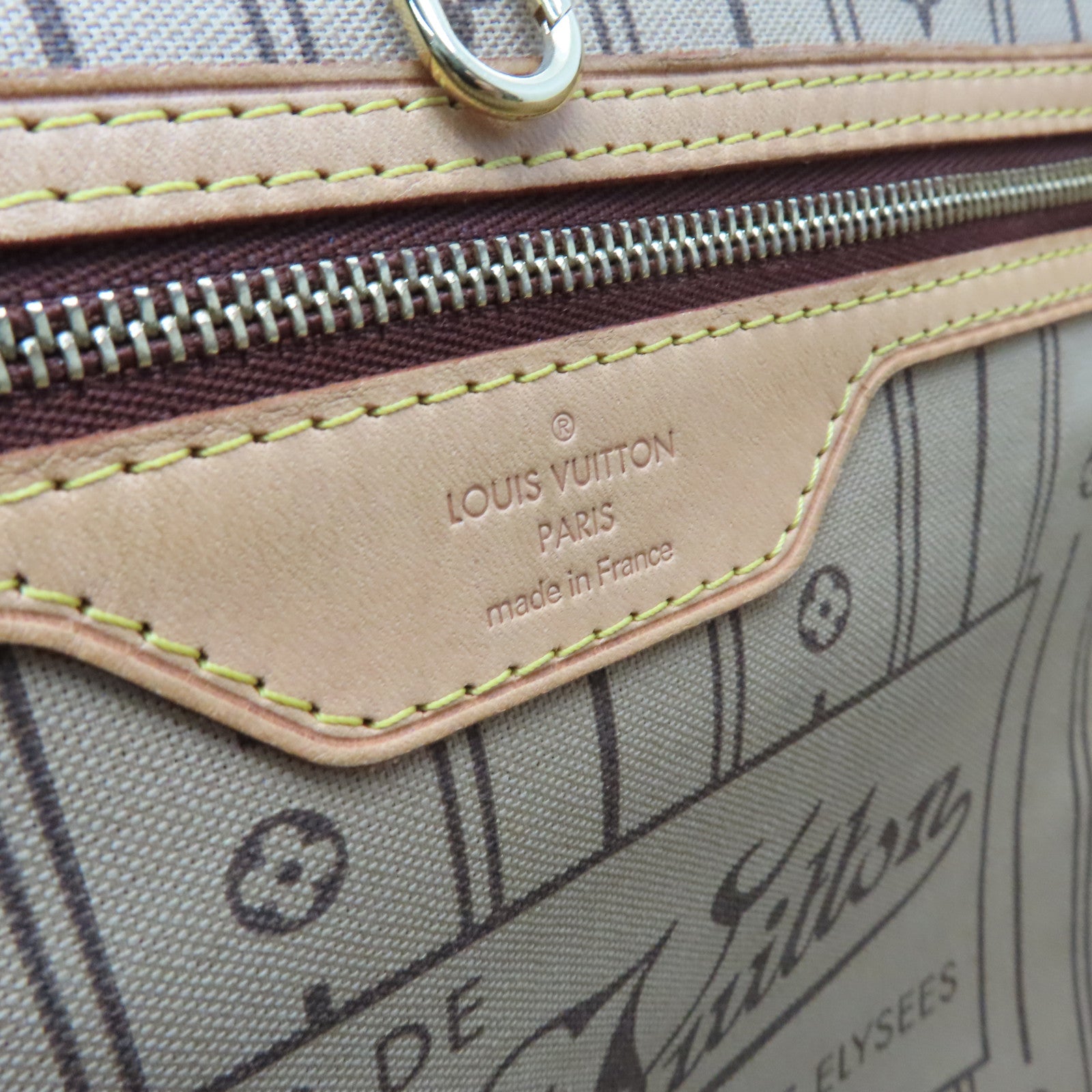 LOUIS VUITTON Monogram Neverfull MM Gold Buckle Shoulder Bag Brown