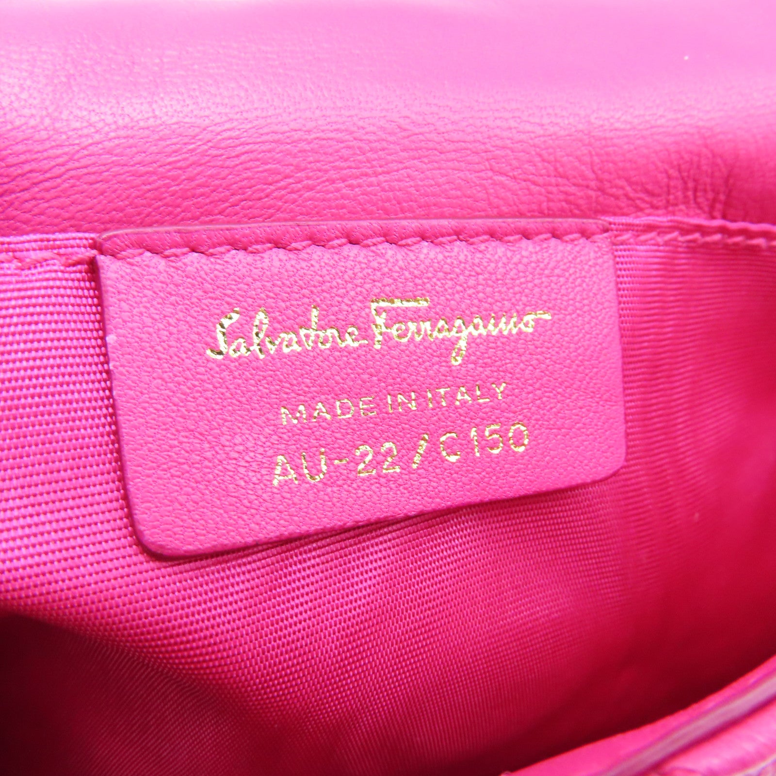 Salvatore Ferragamo 菱格羊皮皮革Chain Shoulder Bag金扣鏈帶肩背袋粉紅色