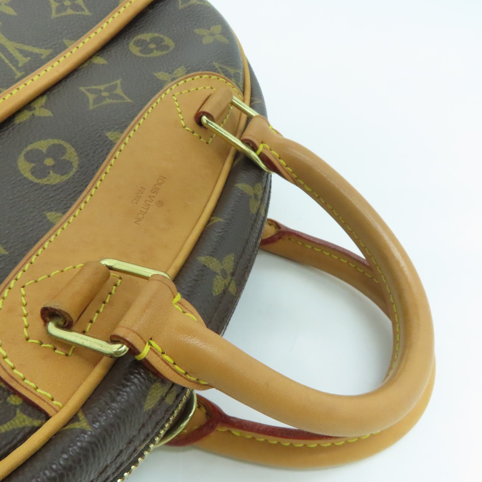 LOUIS VUITTON Monogram Trouville Hand Bag金扣手挽袋啡色