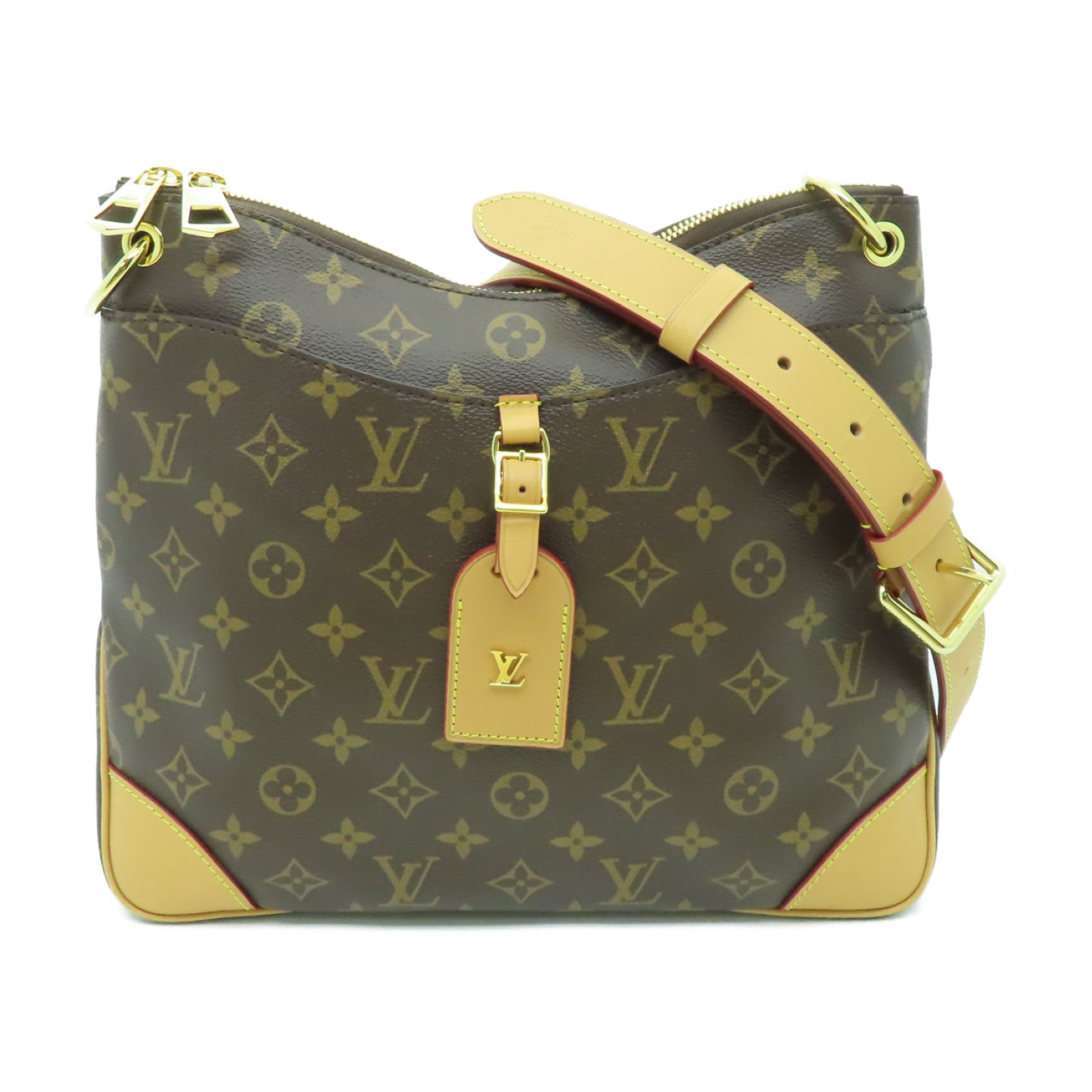 LOUIS VUITTON Monogram Odeon MM金扣肩背袋啡色