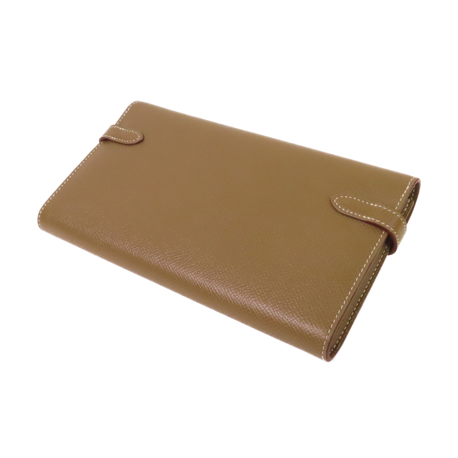 HERMES Epsom皮革Kelly Long Wallet銀扣長錢包Etoupe大象灰色