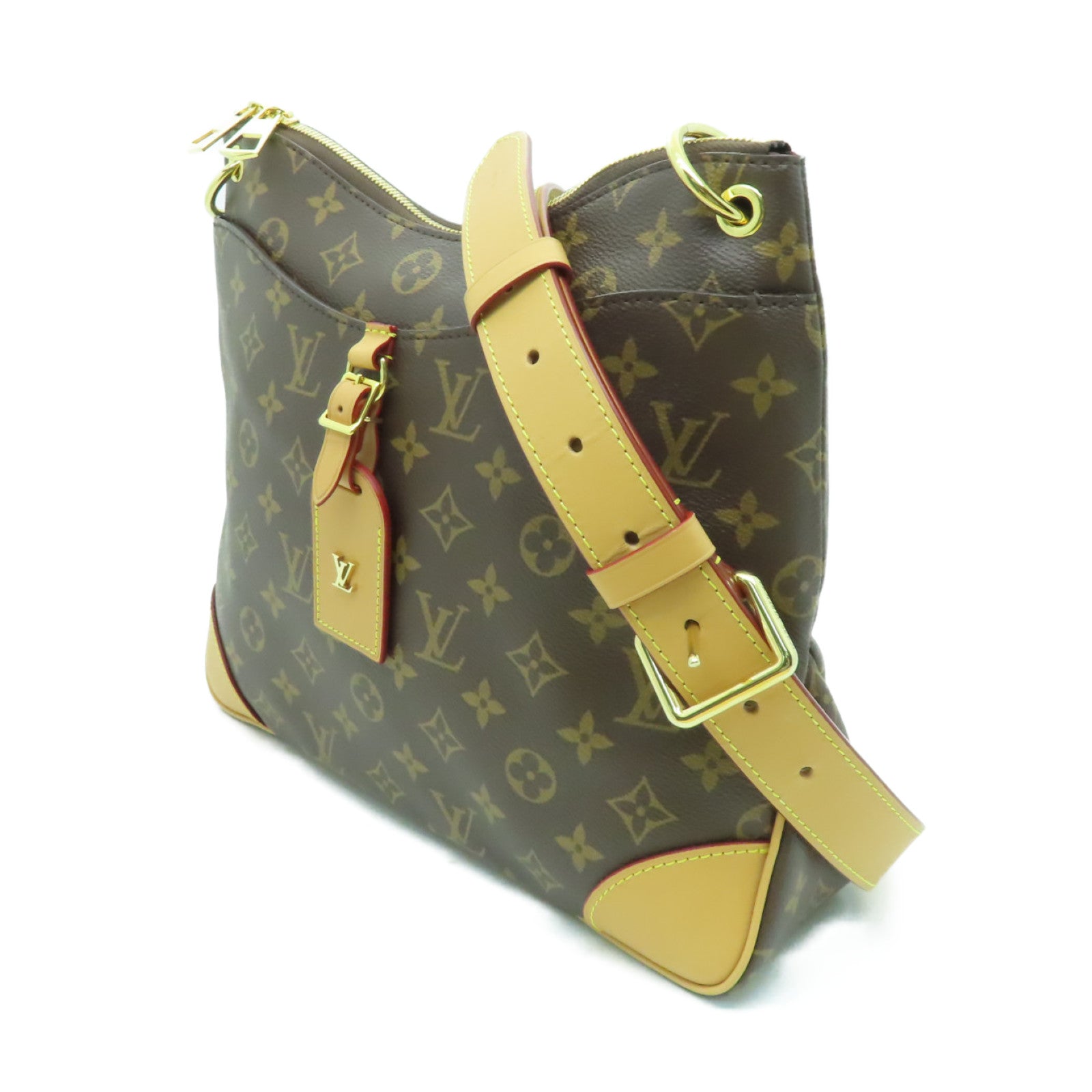 LOUIS VUITTON Monogram Odeon MM金扣肩背袋啡色