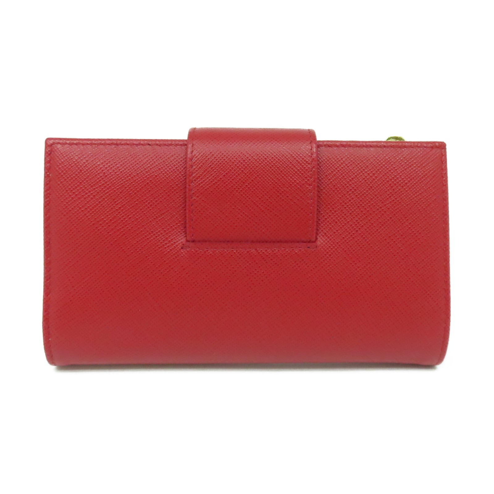 PRADA 【激減優惠】牛皮皮革Wallet金扣錢包紅色