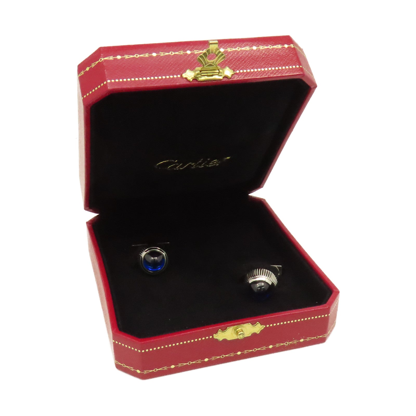 CARTIER 【激減優惠】925純銀Cuff Link袖扣藍色/銀色