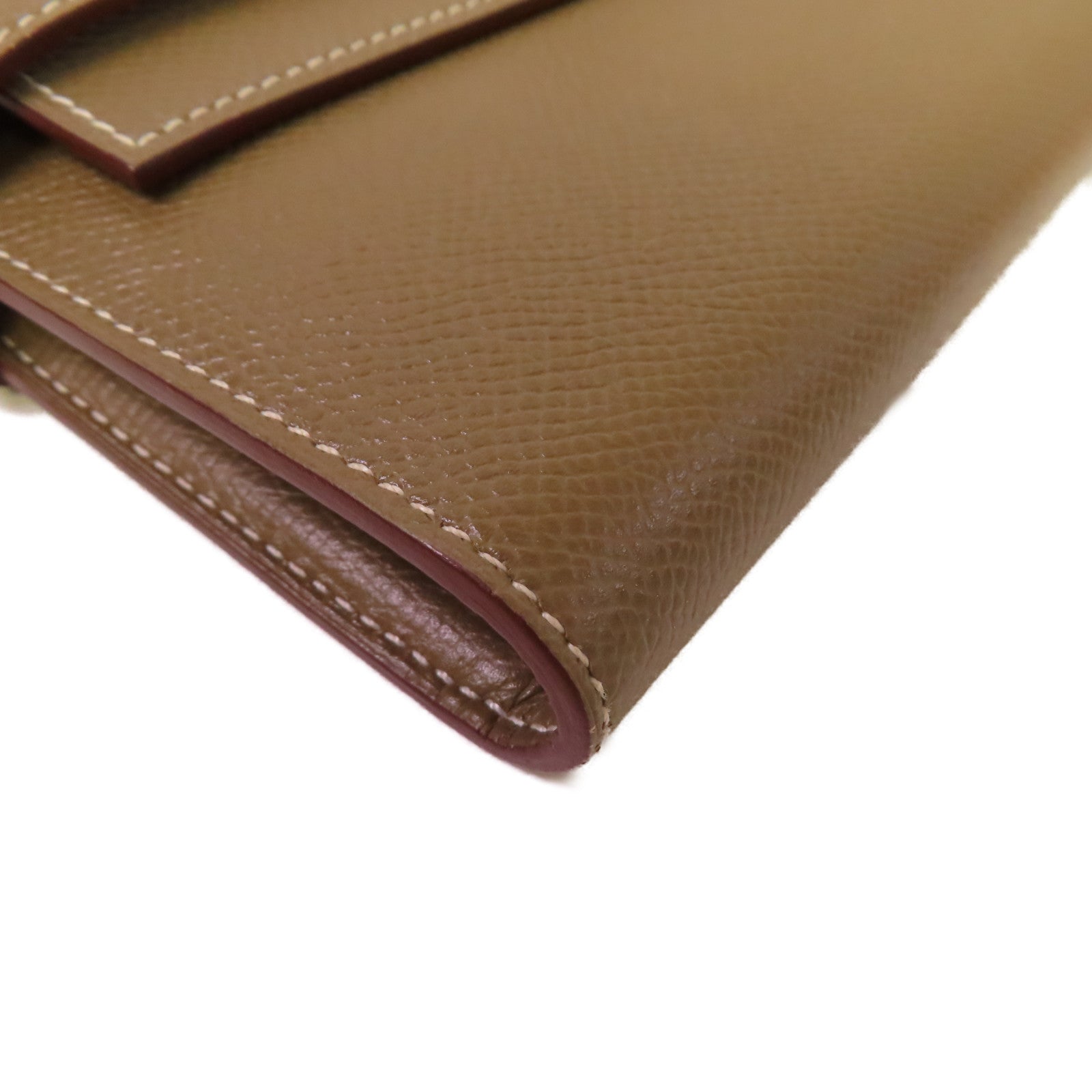 HERMES Epsom皮革Kelly Long Wallet銀扣長錢包Etoupe大象灰色