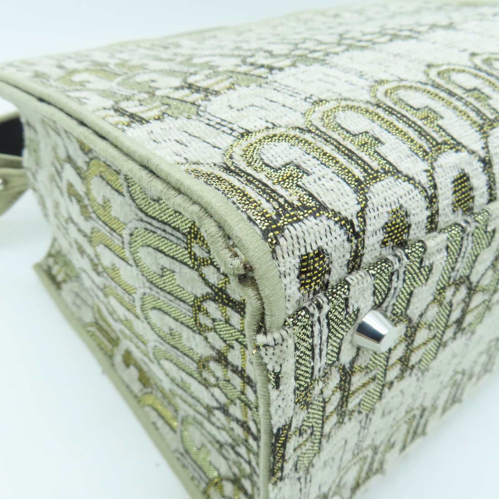 Furla Canvas 2Way Shoulder Bag Silver Buckle Dual-use Shoulder Bag Gold Gray