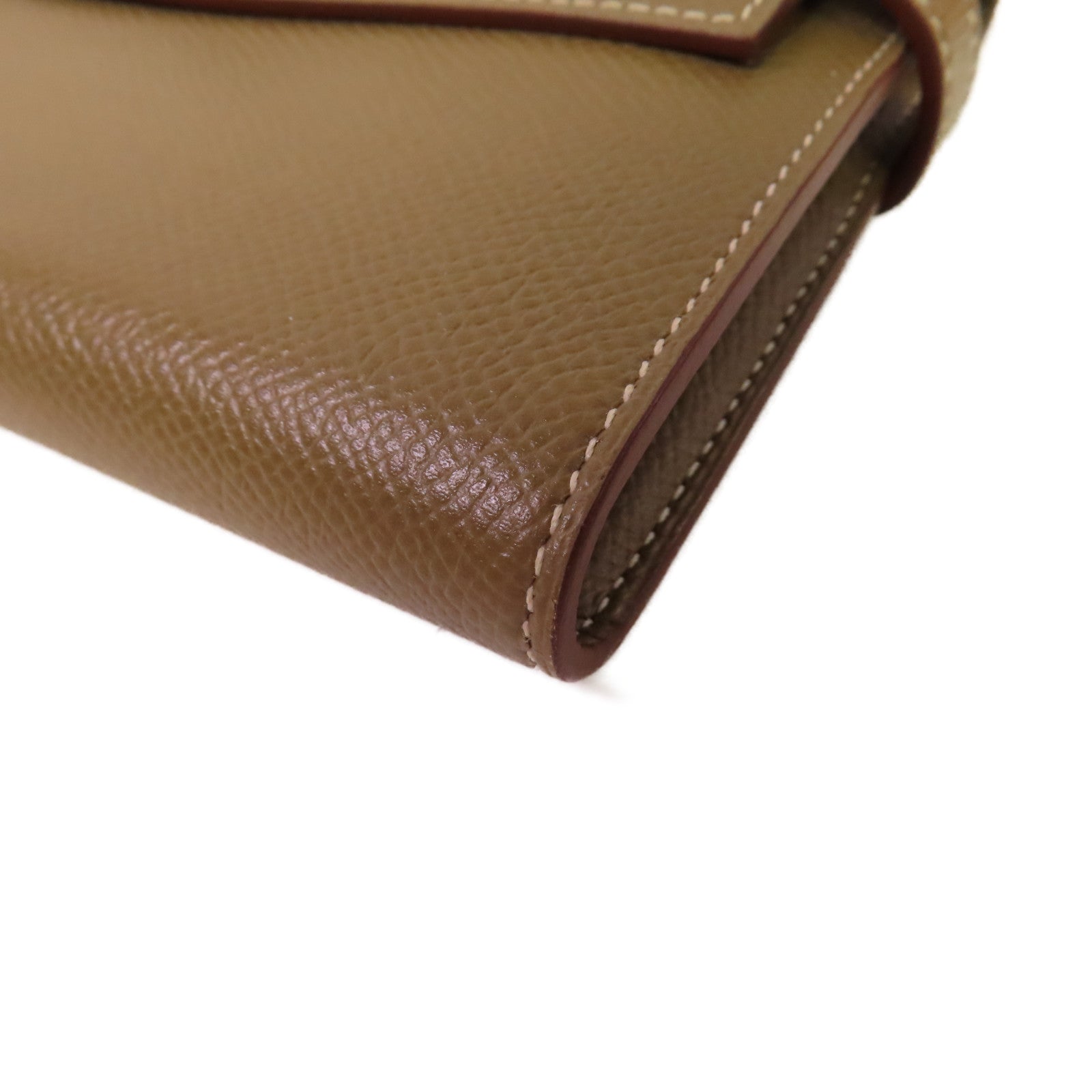 HERMES Epsom皮革Kelly Long Wallet銀扣長錢包Etoupe大象灰色