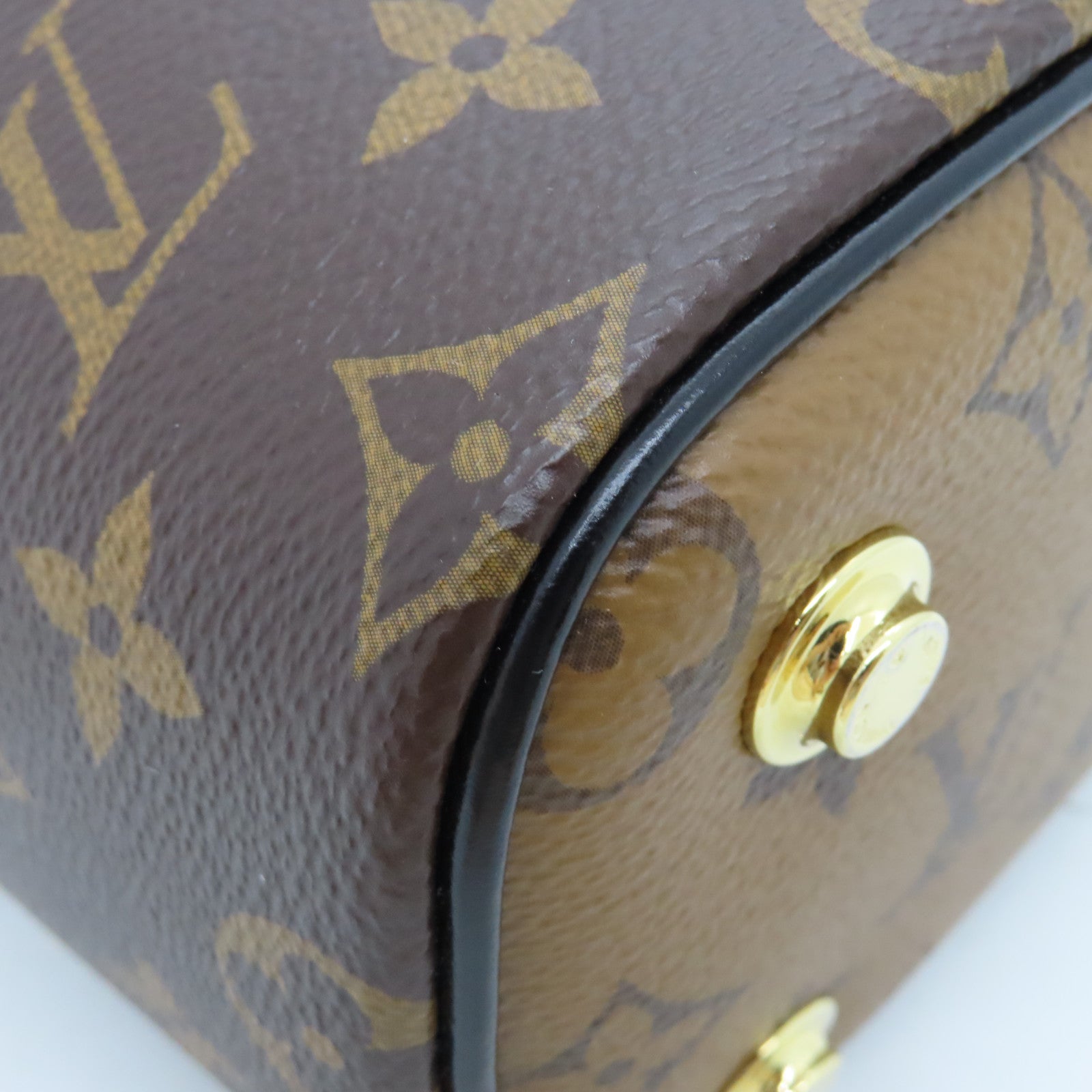 LOUIS VUITTON Monogram Vanity PM Gold Buckle Shoulder Bag Brown