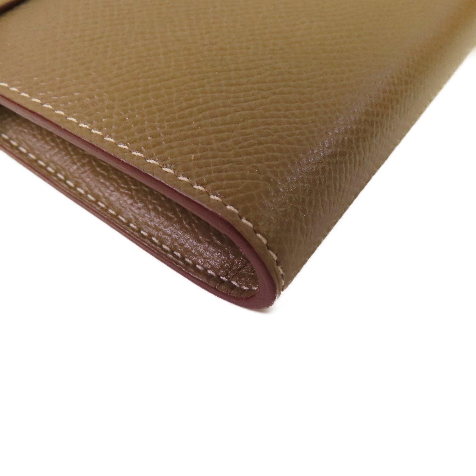 HERMES Epsom皮革Kelly Long Wallet銀扣長錢包Etoupe大象灰色