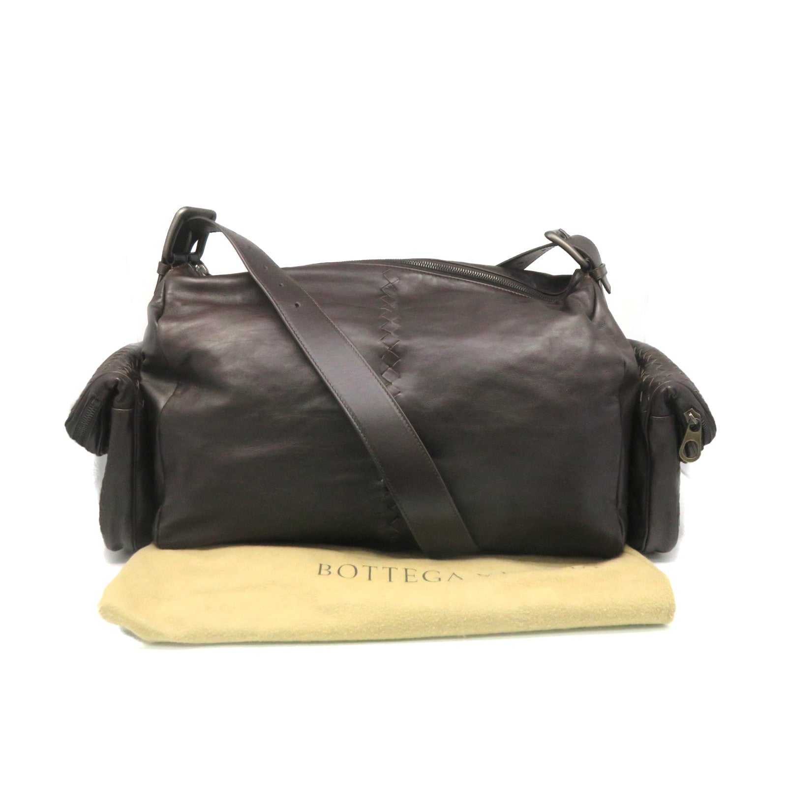 BOTTEGA VENETA 羊皮皮革Shoulder Bag肩背袋啡色