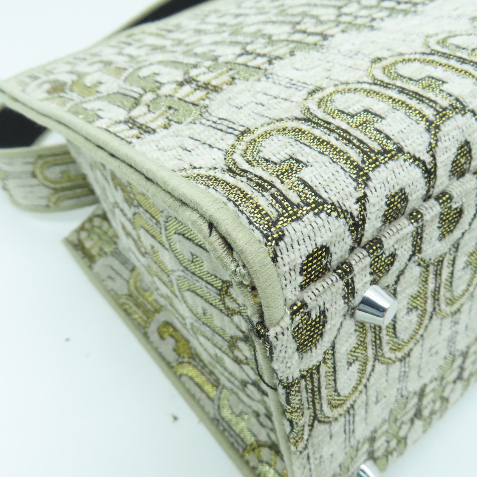 Furla Canvas 2Way Shoulder Bag Silver Buckle Dual-use Shoulder Bag Gold Gray
