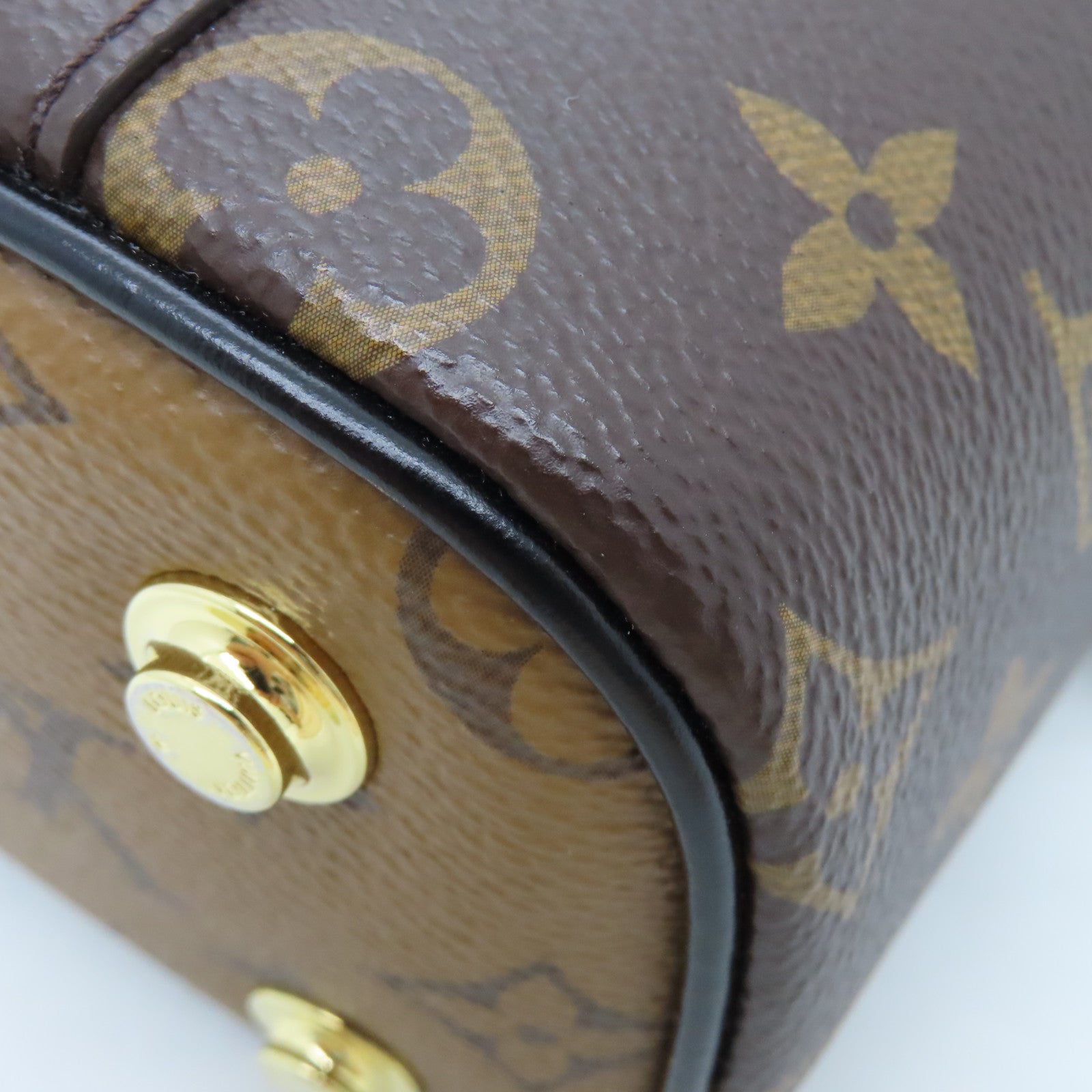 LOUIS VUITTON Monogram Vanity PM Gold Buckle Shoulder Bag Brown
