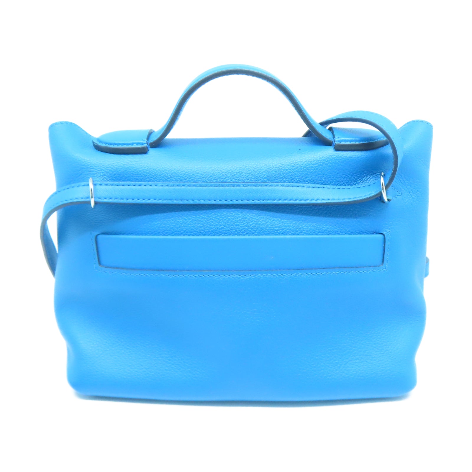 HERMES Evercolor皮革Mini 24/24銀扣手挽肩背兩用袋弗里達藍色
