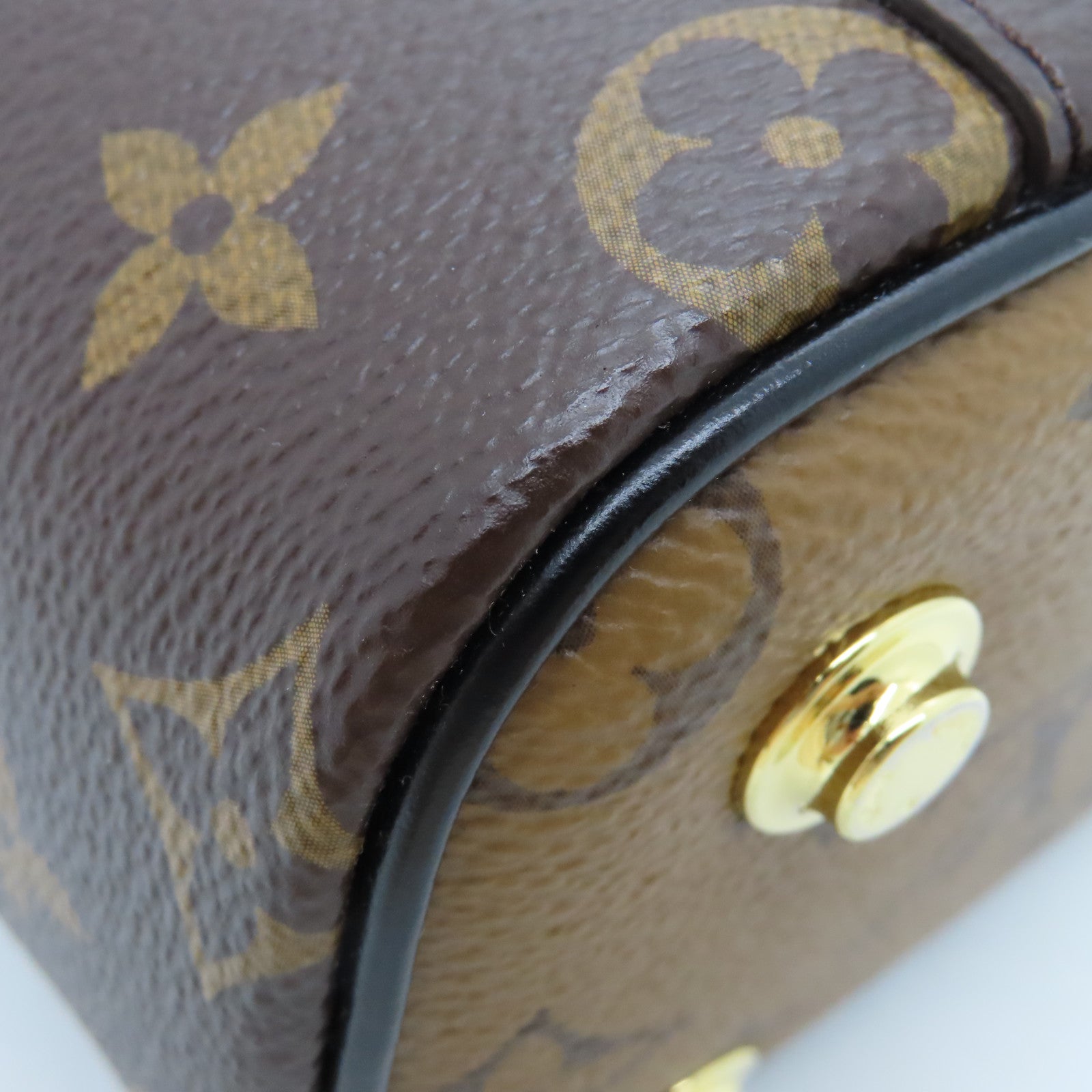 LOUIS VUITTON Monogram Vanity PM Gold Buckle Shoulder Bag Brown
