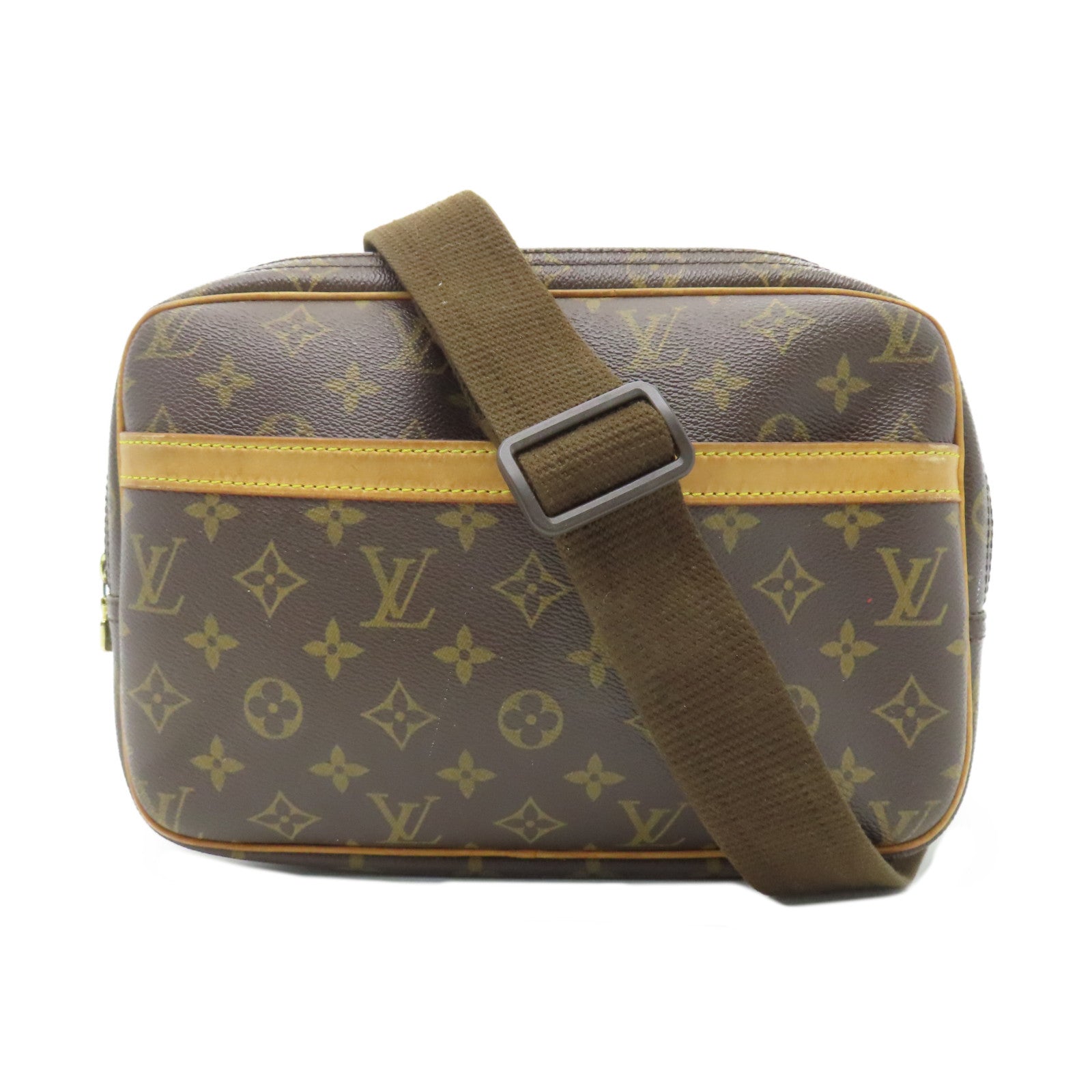 LOUIS VUITTON Monogram Reporter PM金扣肩背袋啡色