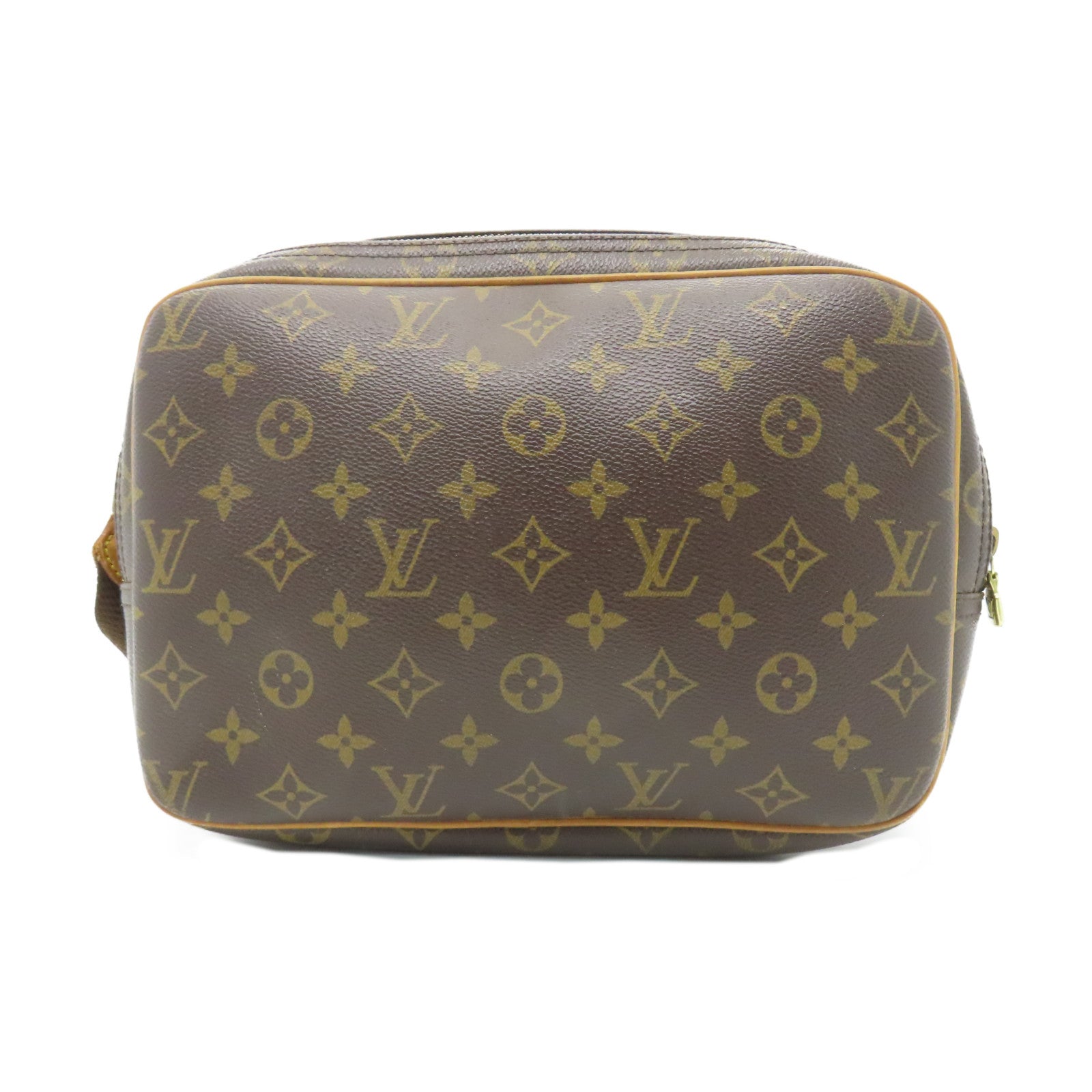LOUIS VUITTON Monogram Reporter PM金扣肩背袋啡色